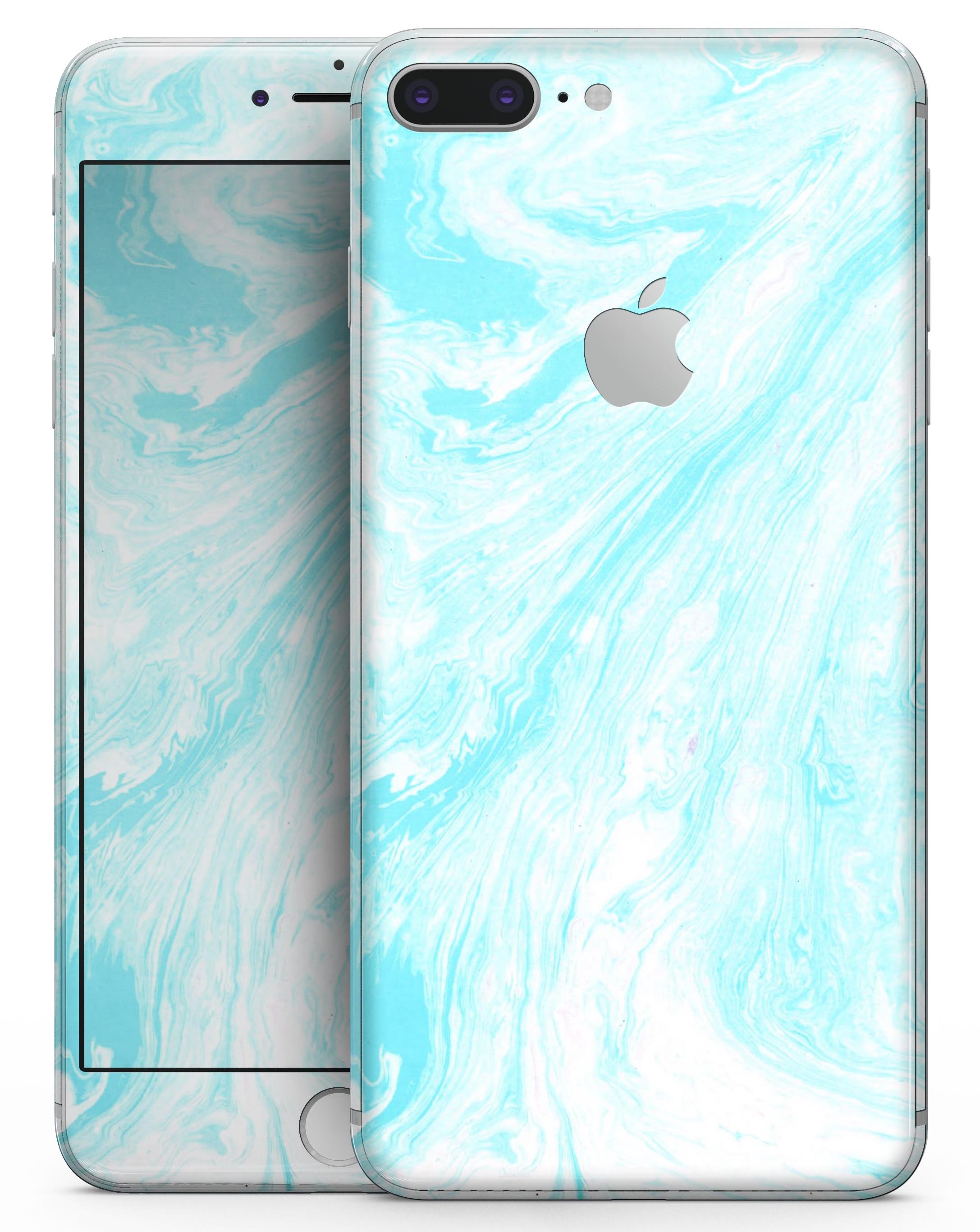 Bright Blue Textured Marble skin for iPhone 8 or 8 Plus, showcasing its vibrant design and premium vinyl material.