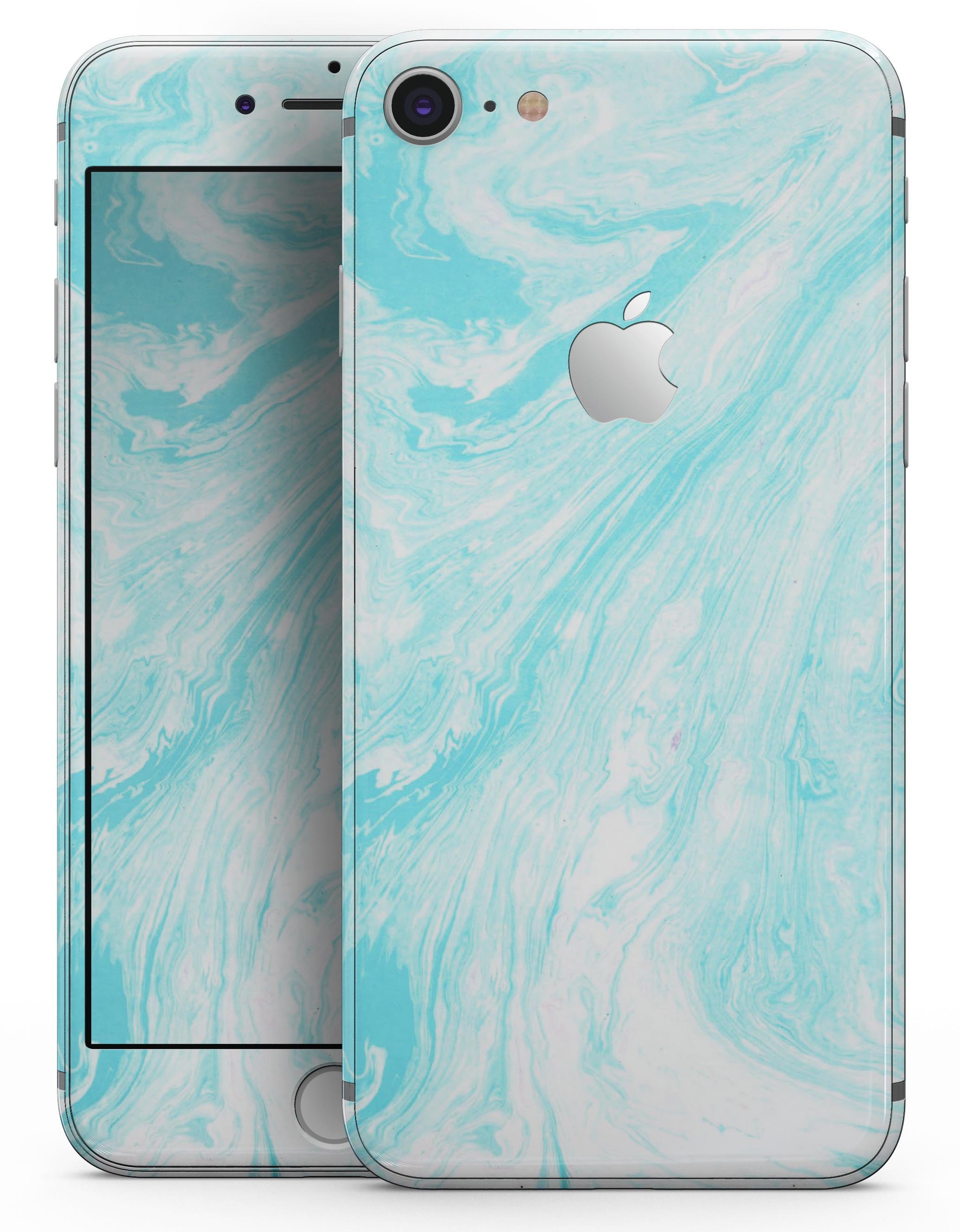 Bright Blue Textured Marble skin for iPhone 8 or 8 Plus, showcasing its vibrant design and premium vinyl material.