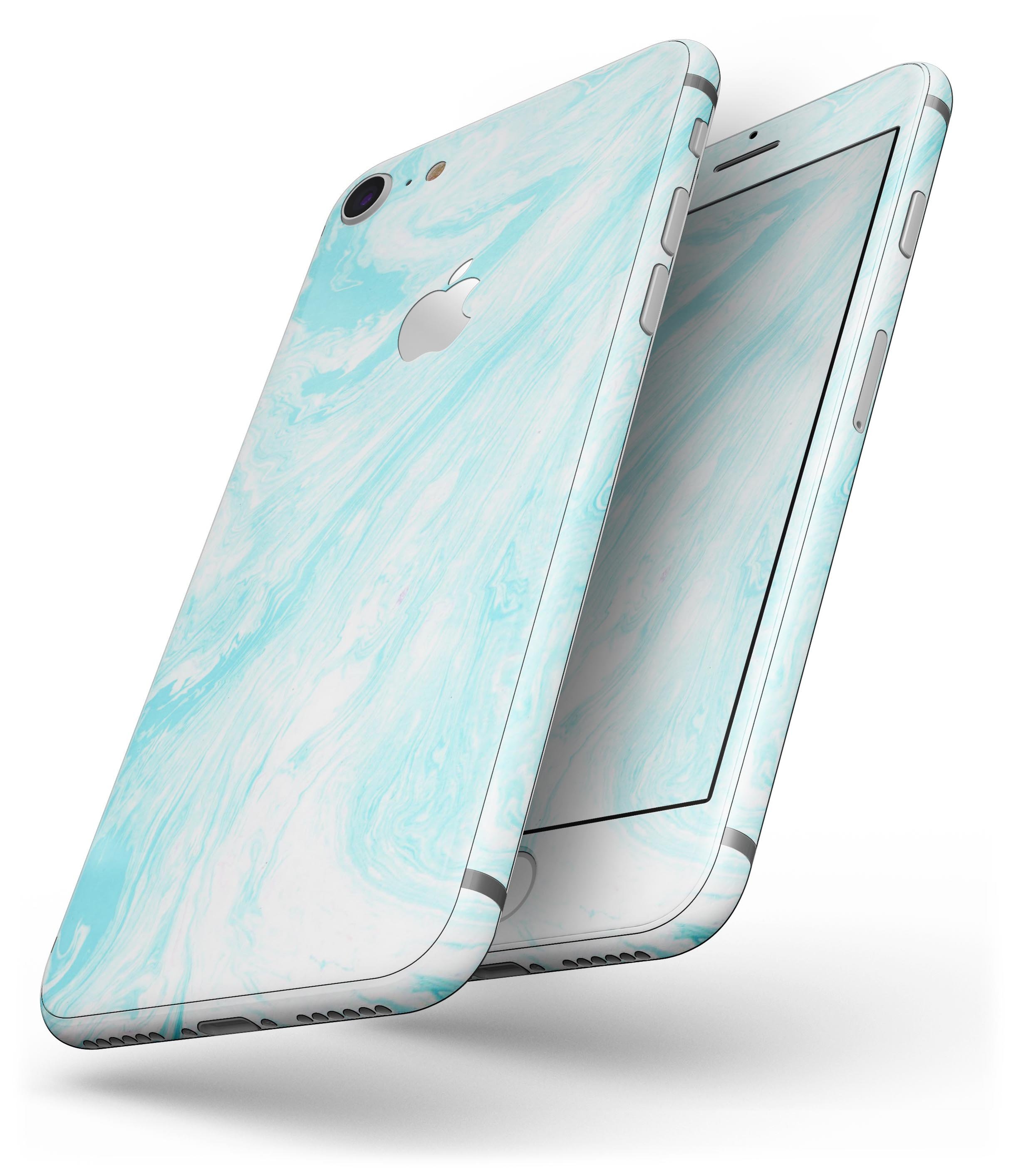 Bright Blue Textured Marble skin for iPhone 8 or 8 Plus, showcasing its vibrant design and premium vinyl material.