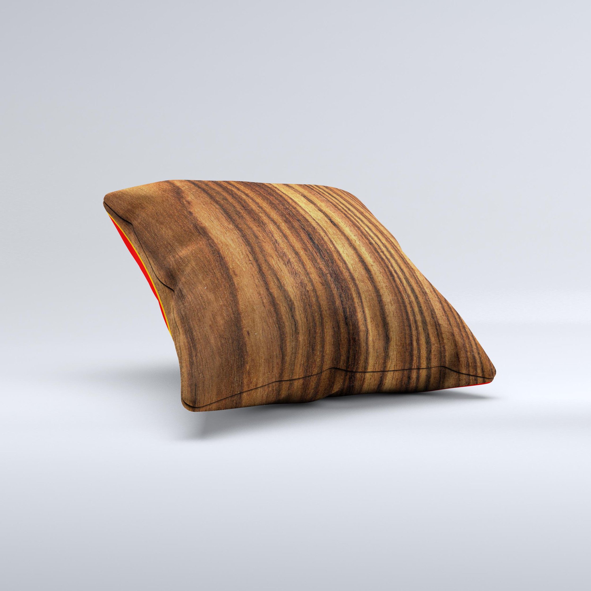 Bright Ebony Woodgrain Ink-Fuzed Decorative Throw Pillow showcasing a unique woodgrain design, handcrafted in Virginia.