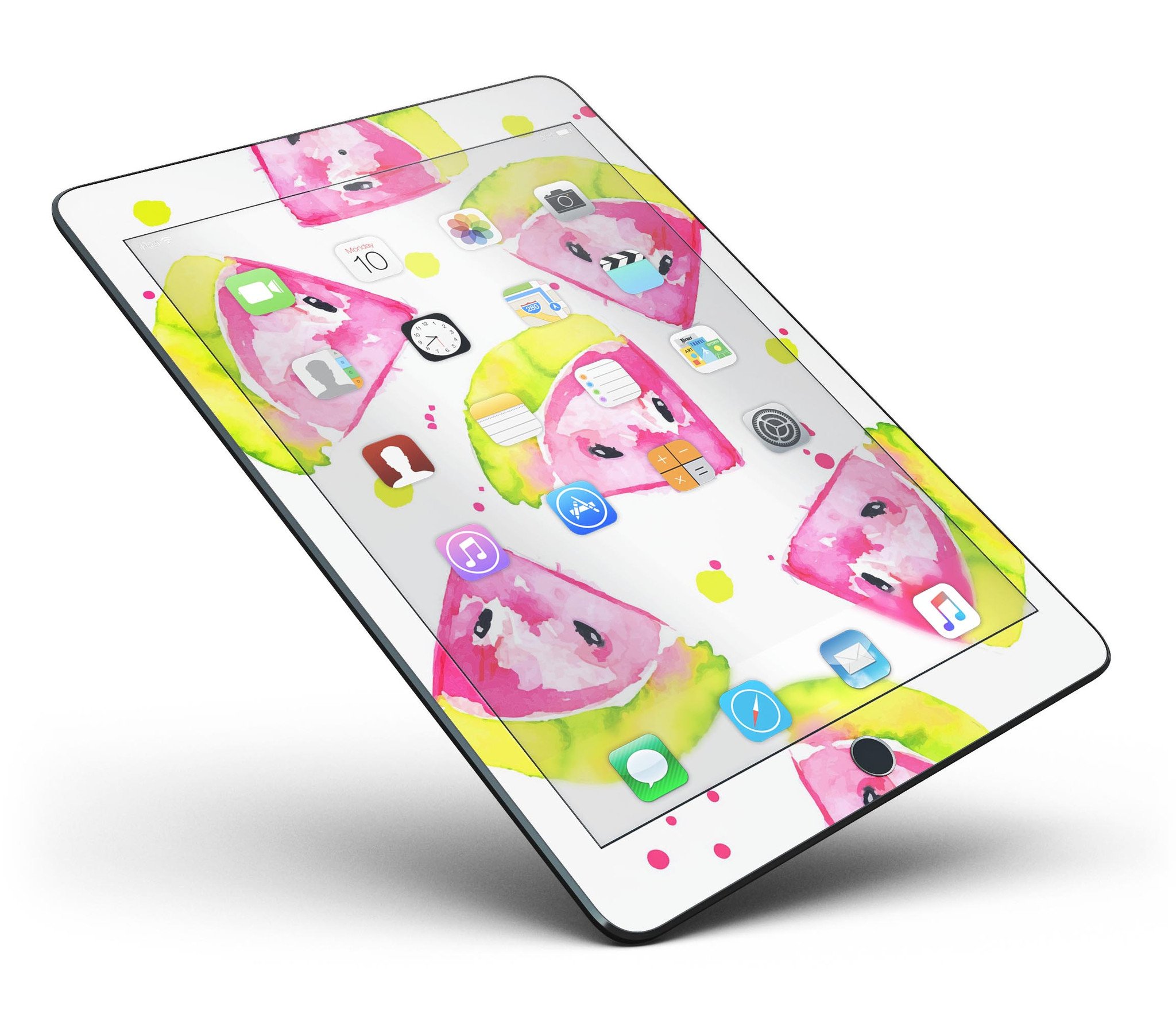 Bright Highlighter WaterColor-Melins Full Body Skin for iPad Pro, showcasing vibrant colors and a sleek design.