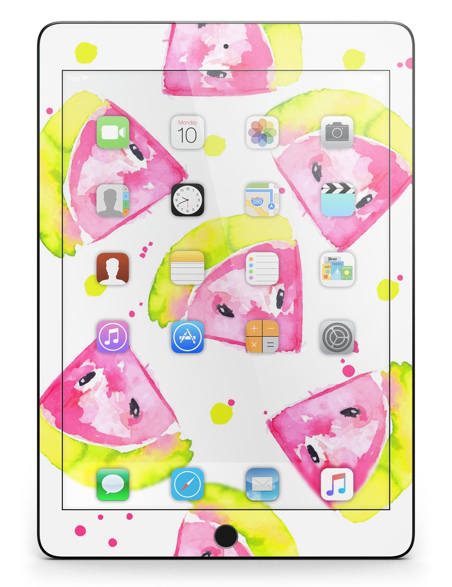 Bright Highlighter WaterColor-Melins Full Body Skin for iPad Pro, showcasing vibrant colors and a sleek design.