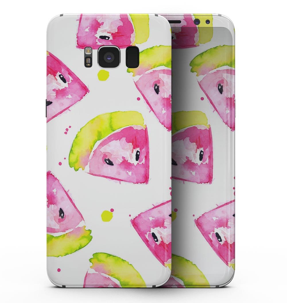 Bright Highlighter WaterColor skin for Samsung Galaxy S8, showcasing vibrant colors and precise cutouts for buttons and ports.