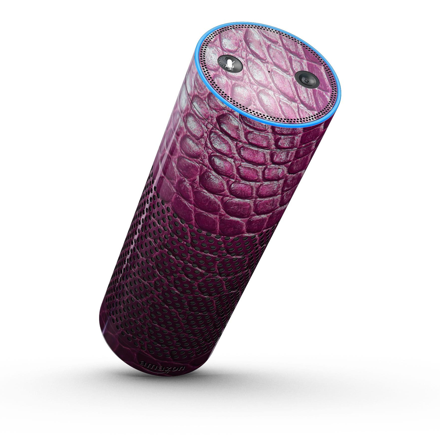 Bright magenta alligator skin full-body skin-kit for Amazon Echo, showcasing vibrant color and texture.