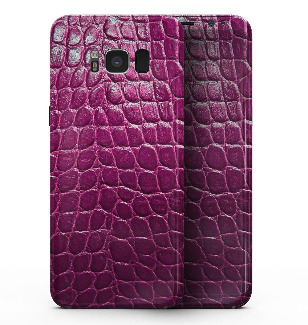 Bright magenta alligator skin full-body skin kit for Samsung Galaxy S8, showcasing vibrant color and textured design.