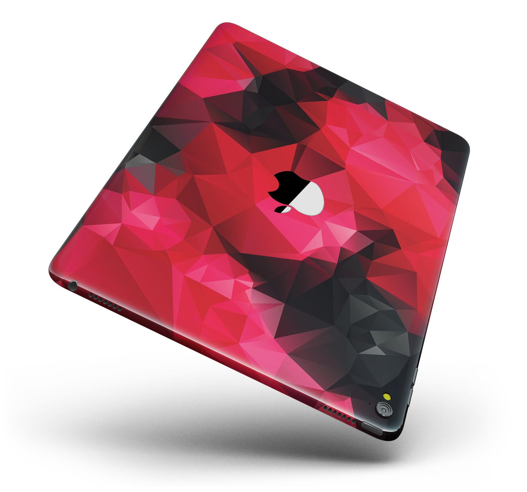 Bright Pink and Gray Geometric Triangles Full Body Skin for iPad, showcasing vibrant colors and geometric patterns.