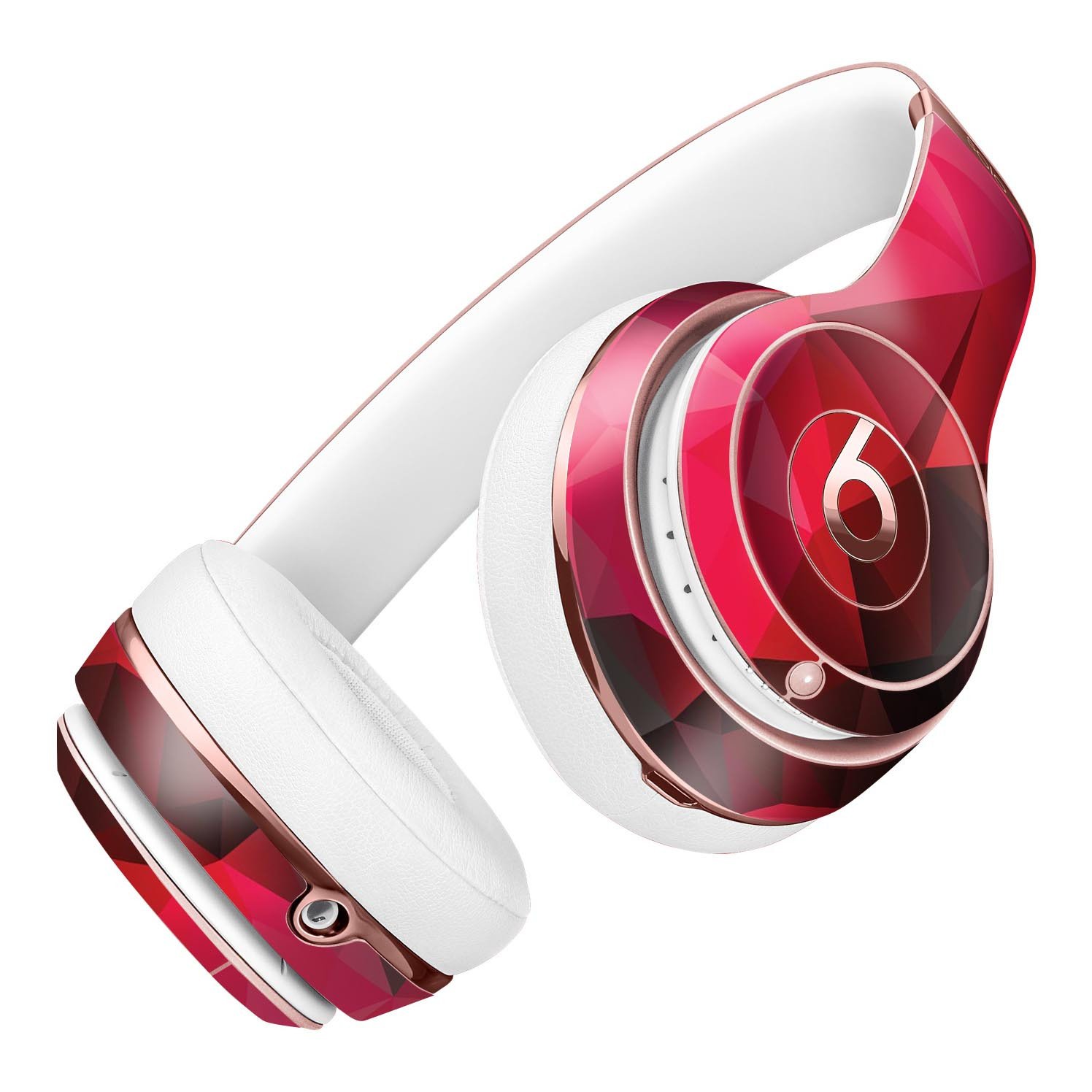 Bright Pink and Gray Geometric Triangles Skin Kit for Beats by Dre Solo 3 Wireless Headphones, showcasing vibrant colors and geometric patterns.