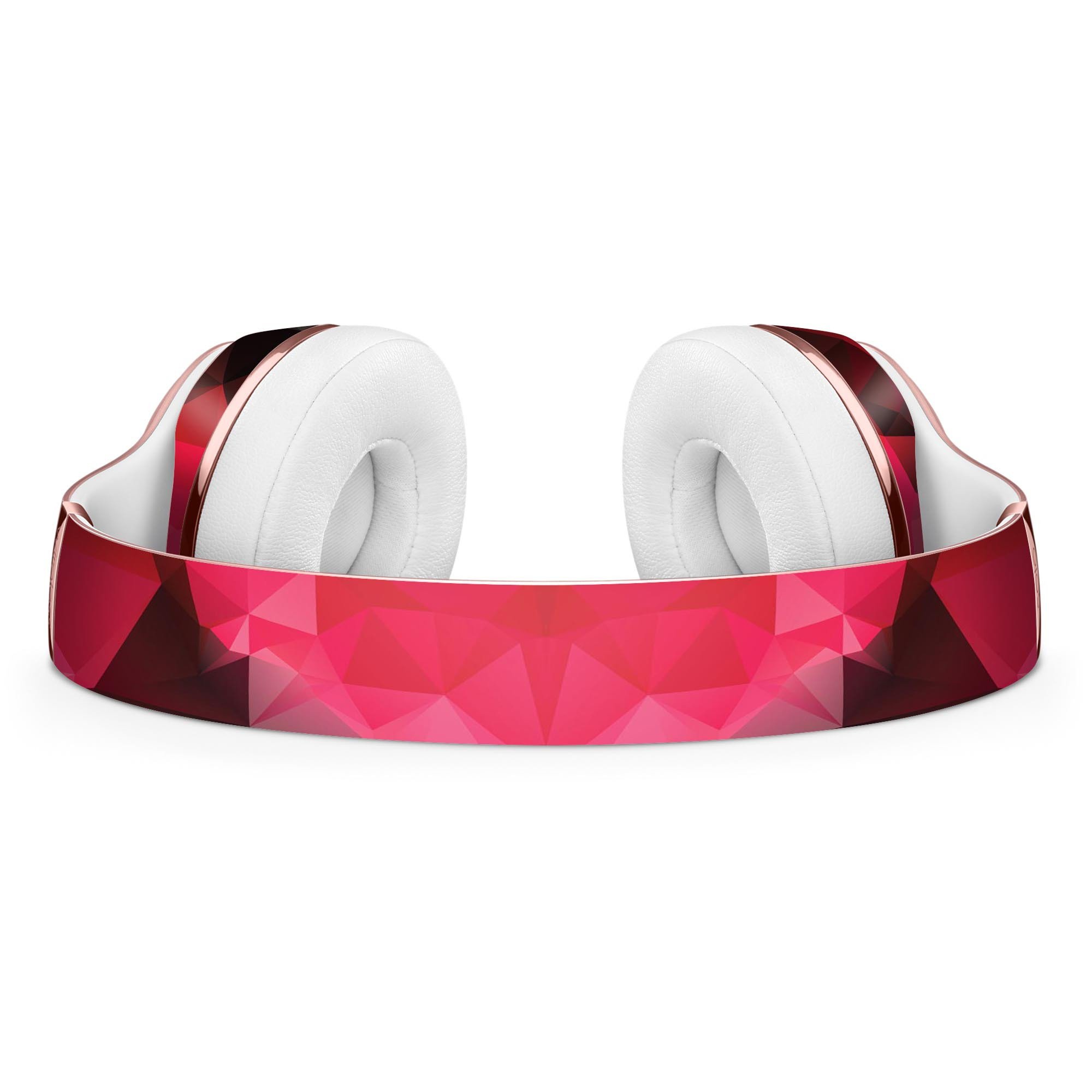 Bright Pink and Gray Geometric Triangles Skin Kit for Beats by Dre Solo 3 Wireless Headphones, showcasing vibrant colors and geometric patterns.