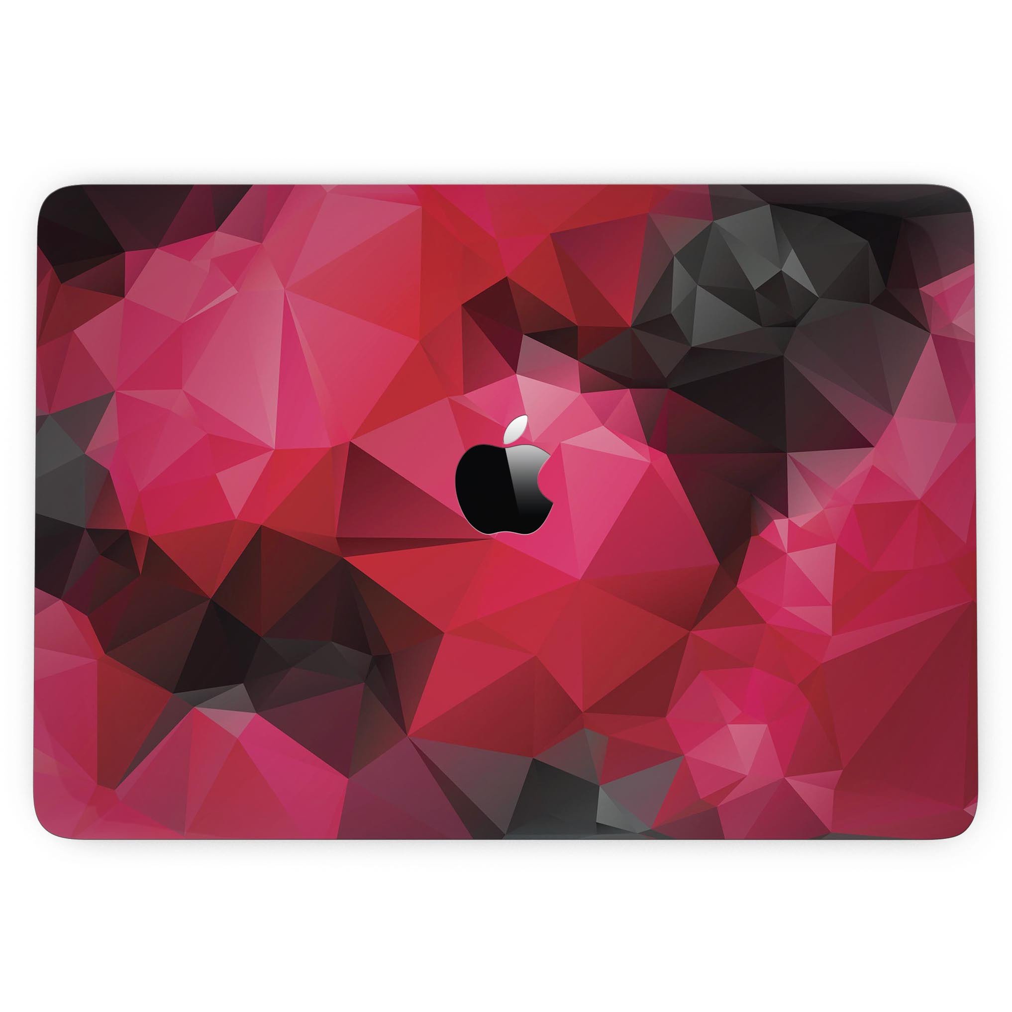 Bright Pink and Gray Geometric Triangles skin for MacBook Pro with Touch Bar, showcasing vibrant colors and geometric patterns.