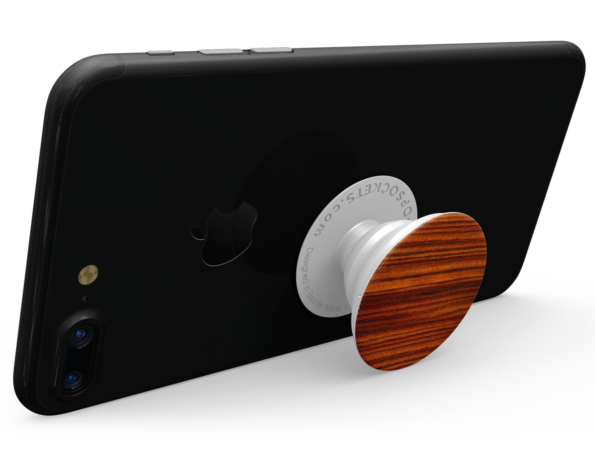 Bright Red Ebony Woodgrain Skin Kit for PopSockets, showcasing a vibrant woodgrain design on premium vinyl.