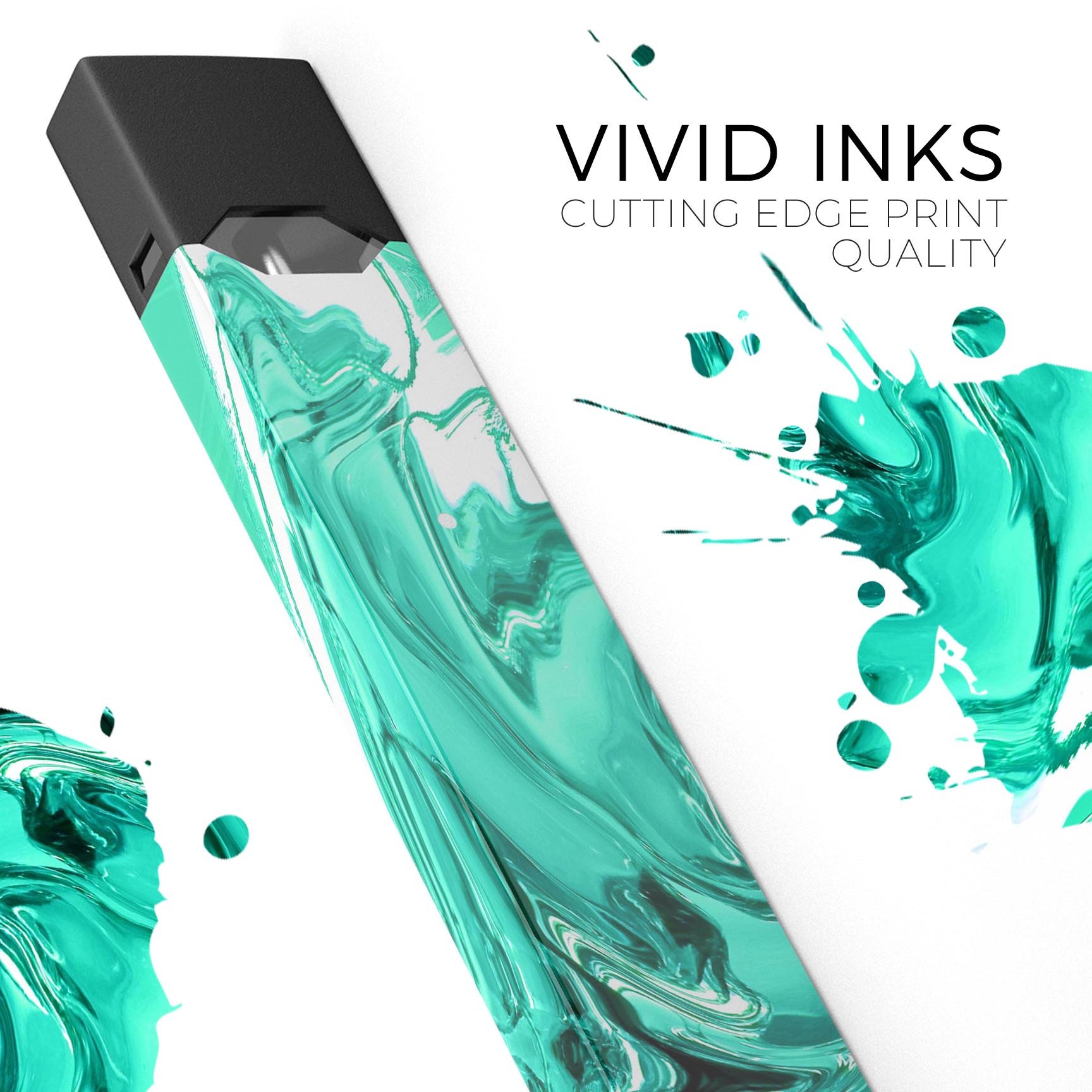 Bright trendy green color swirled decal skin-wrap for JUUL vaping device, showcasing vibrant design and premium quality.