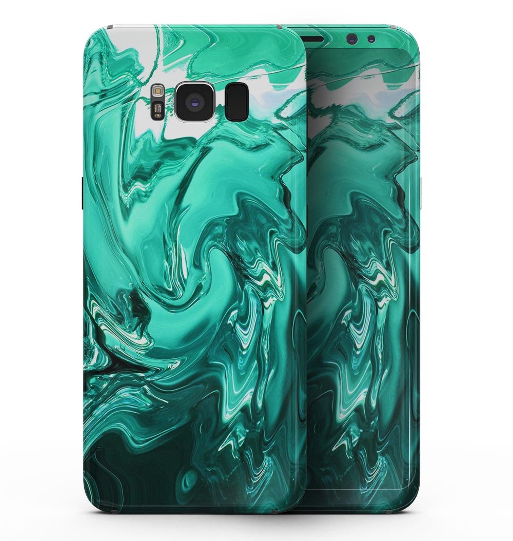 Bright Trendy Green Color Swirled full-body skin for Samsung Galaxy S8, showcasing vibrant colors and sleek design.