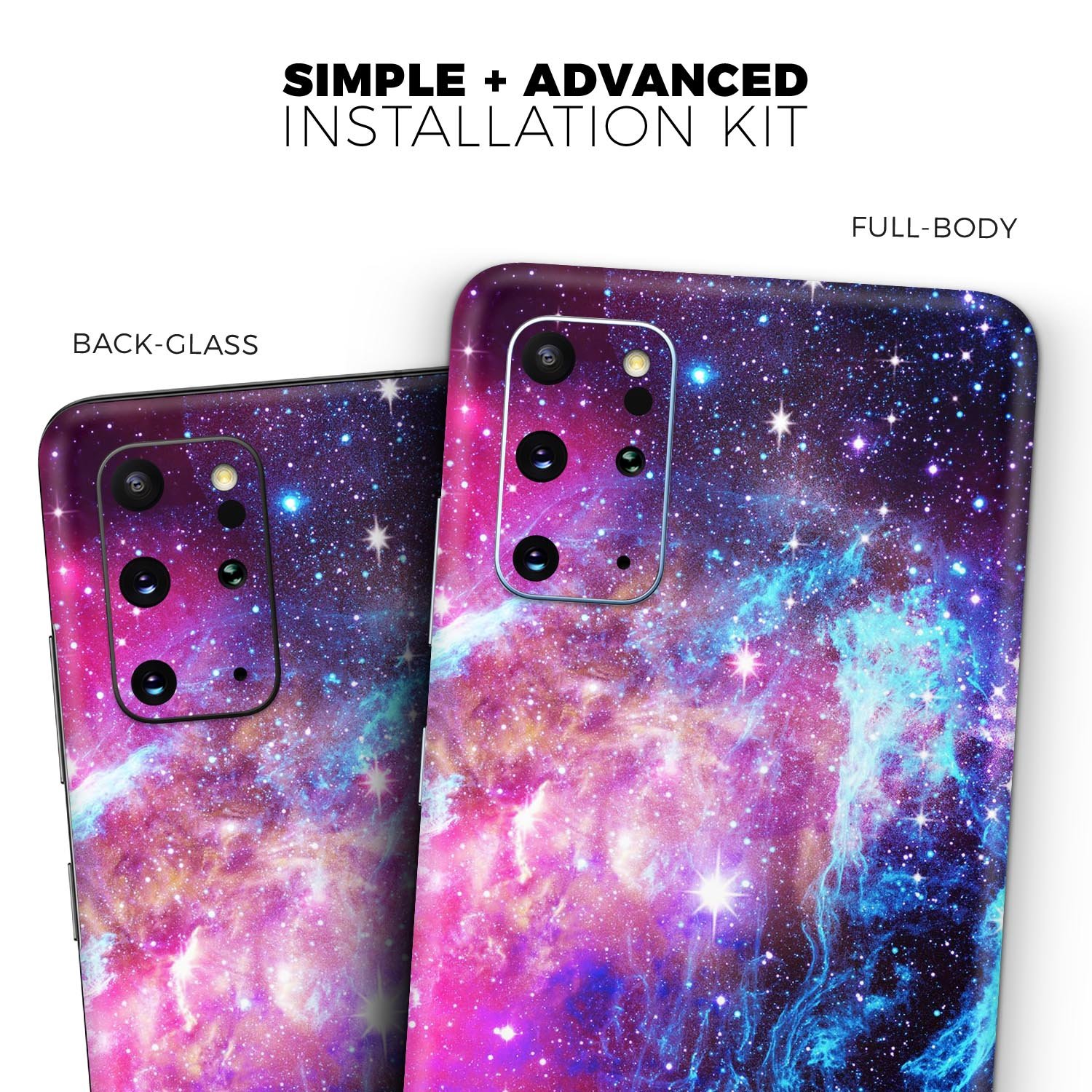 Bright Trippy Space full body skin decal wrap kit for Samsung Galaxy, showcasing vibrant colors and a sleek design.