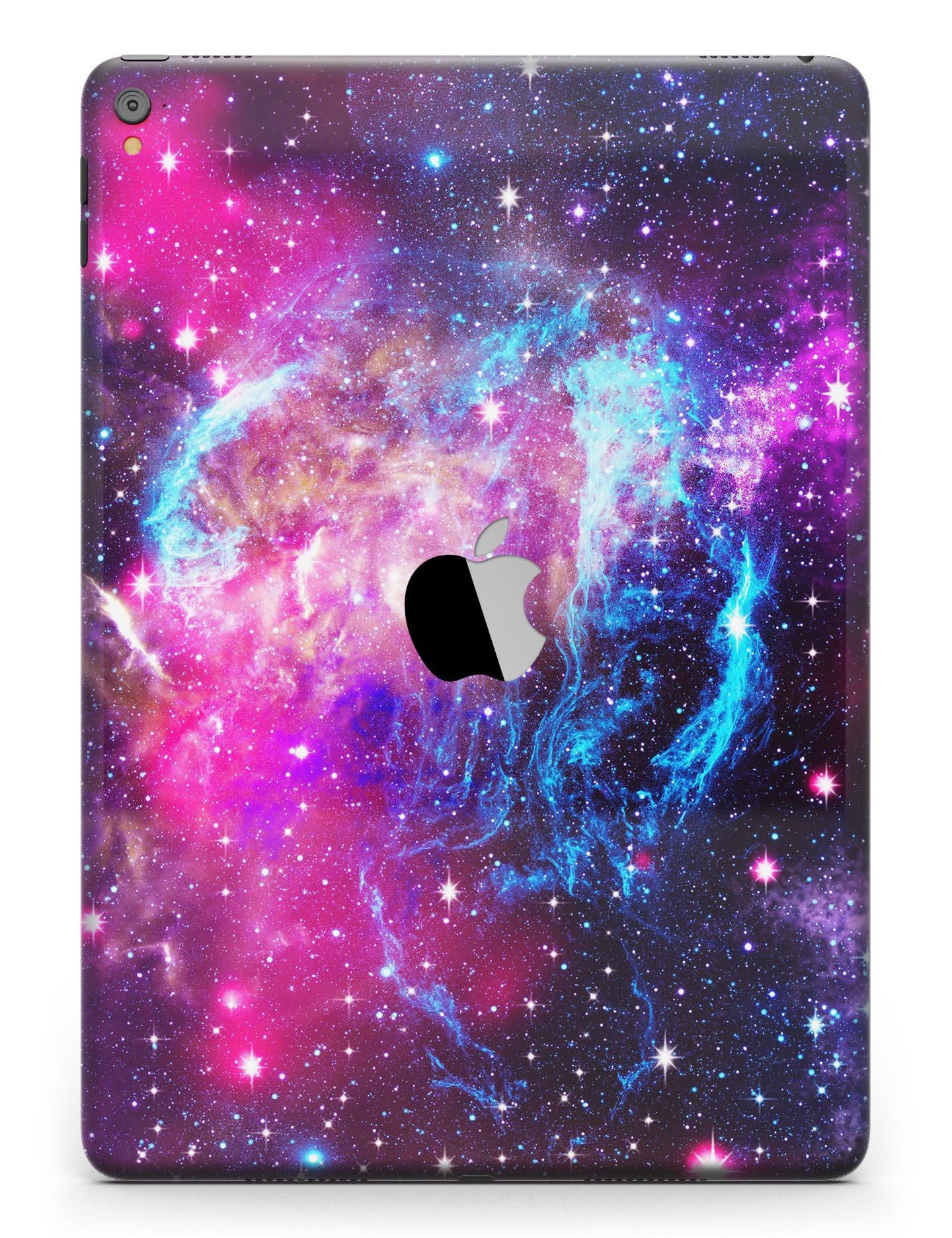 Bright Trippy Space Full Body Skin for iPad Pro, showcasing vibrant colors and unique design, fits both 9.7" and 12.9" models.
