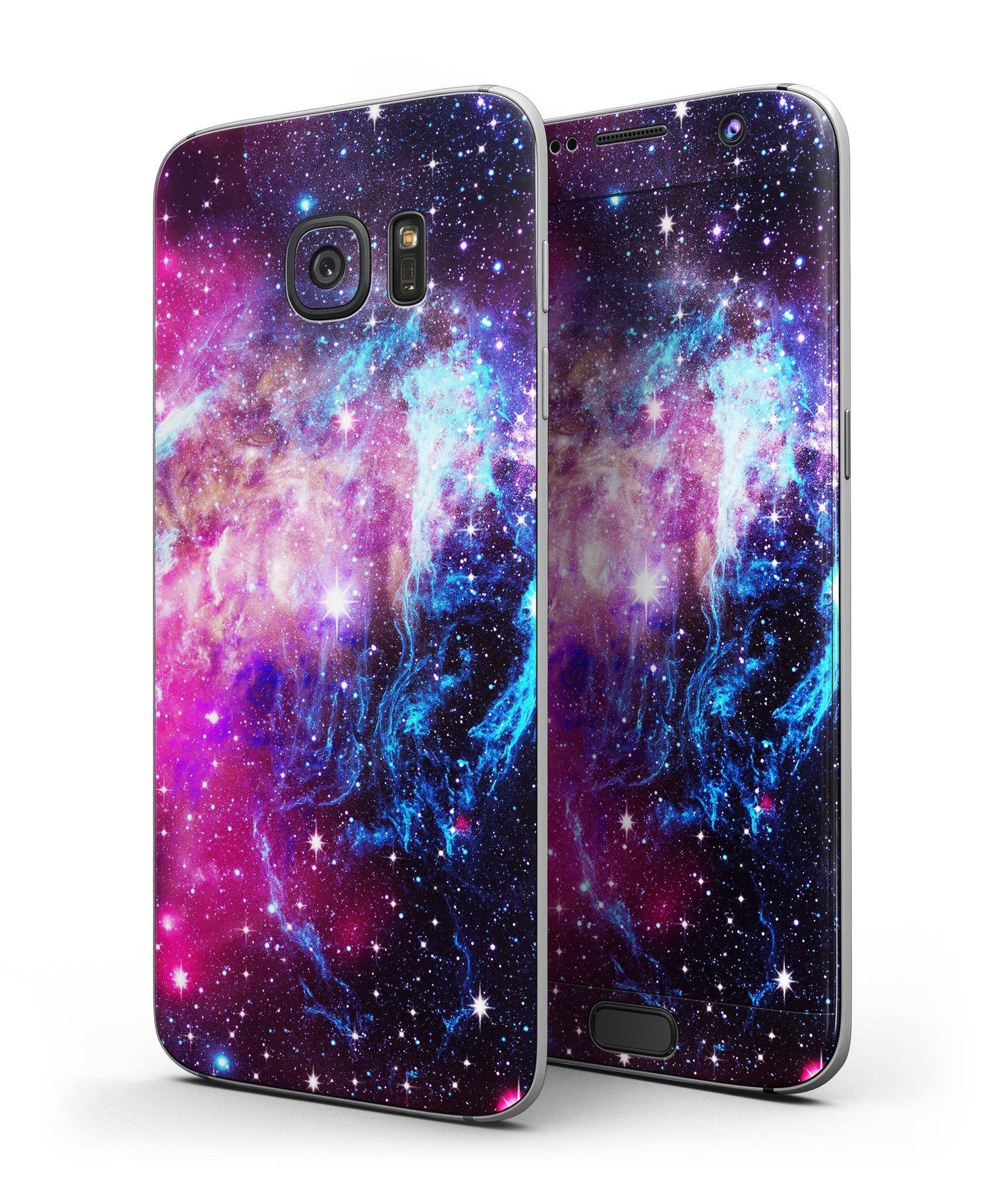 Bright Trippy Space Full Body Skin-Kit for Samsung Galaxy S7, showcasing vibrant colors and unique design.