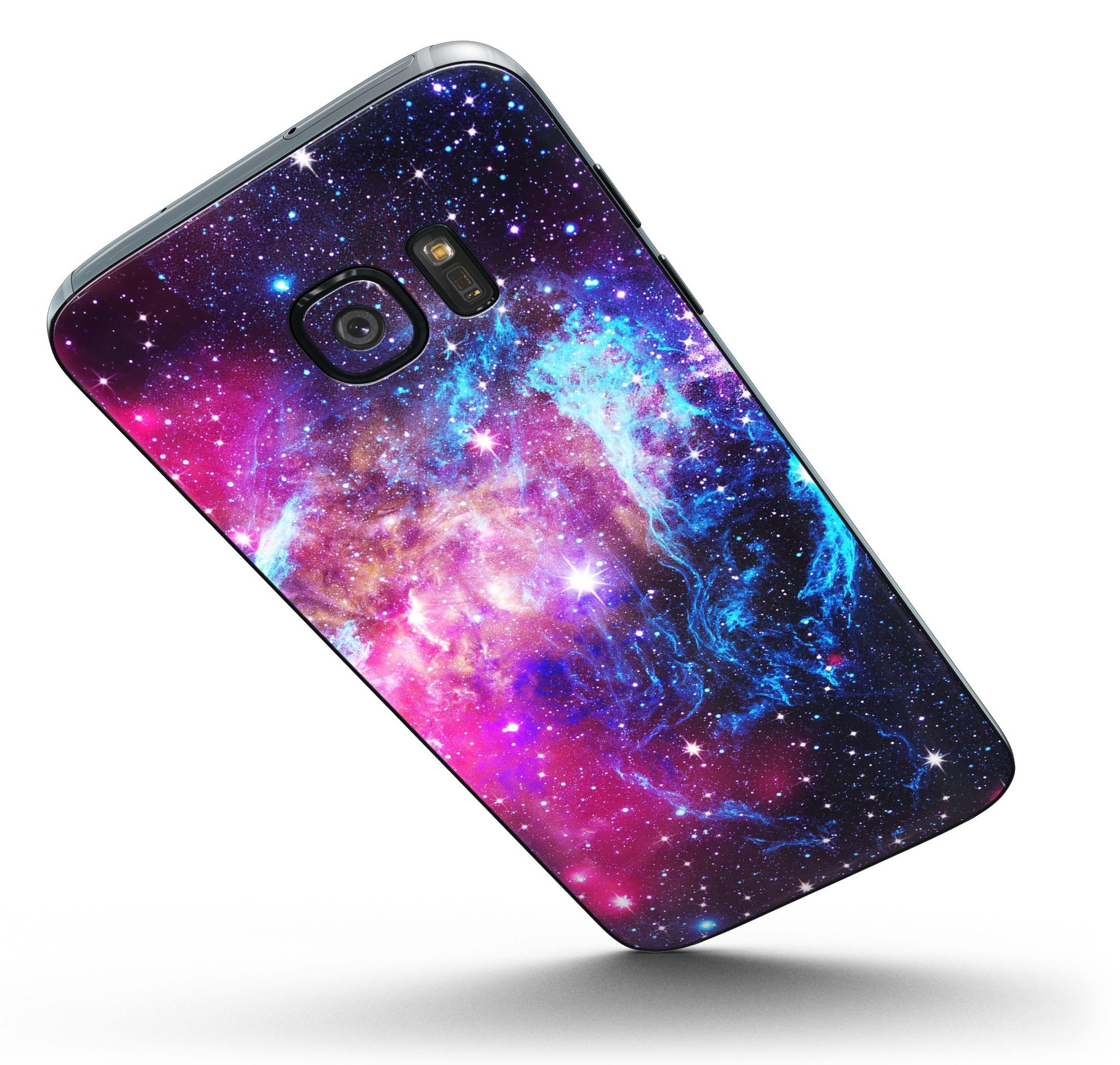 Bright Trippy Space Full Body Skin-Kit for Samsung Galaxy S7, showcasing vibrant colors and unique design.