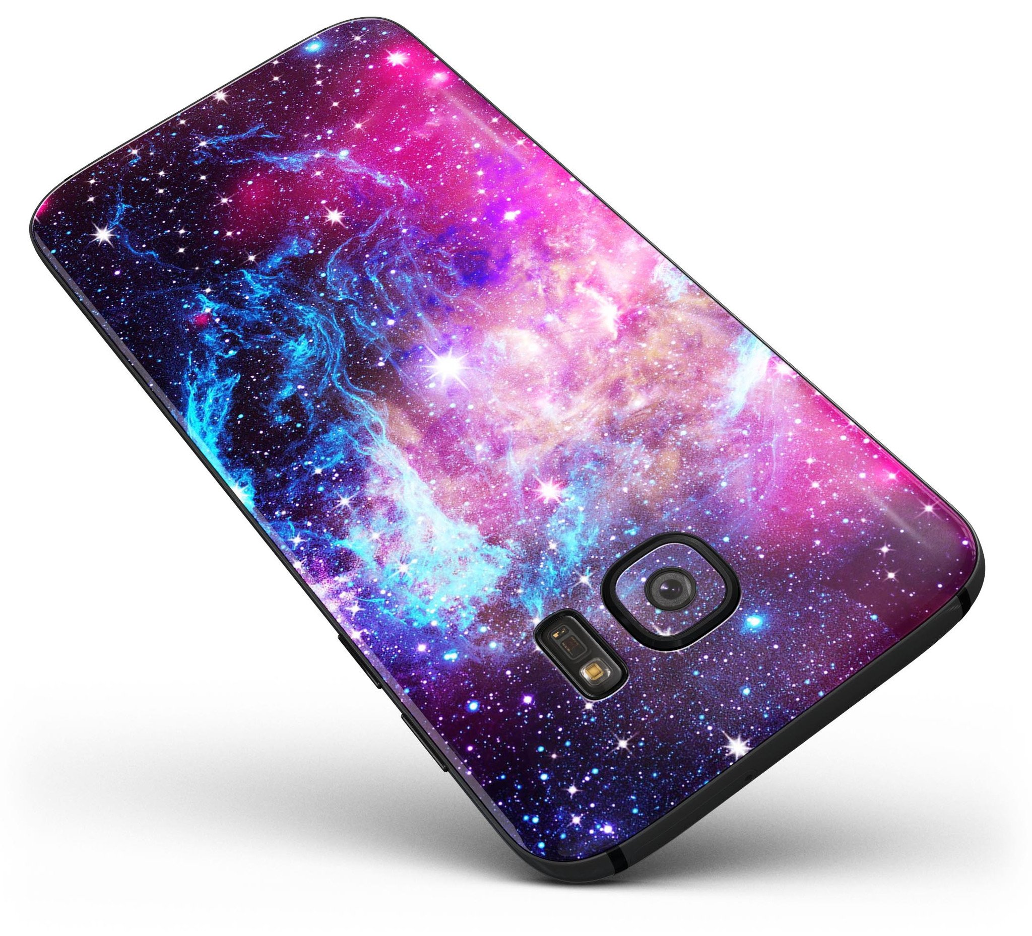 Bright Trippy Space Full Body Skin-Kit for Samsung Galaxy S7, showcasing vibrant colors and unique design.