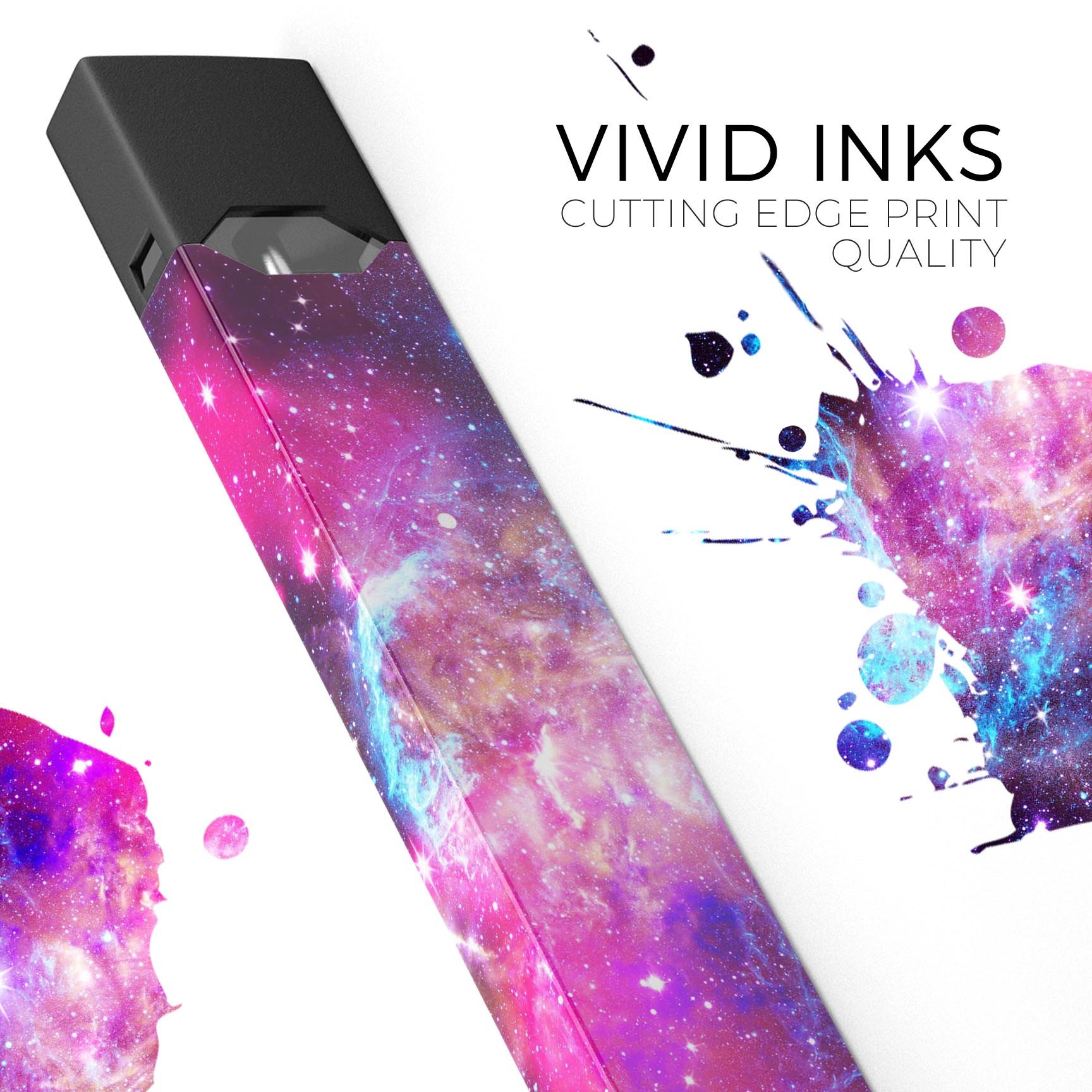 Bright Trippy Space skin-wrap sticker designed for JUUL vaping device, featuring vibrant colors and a unique trippy pattern.