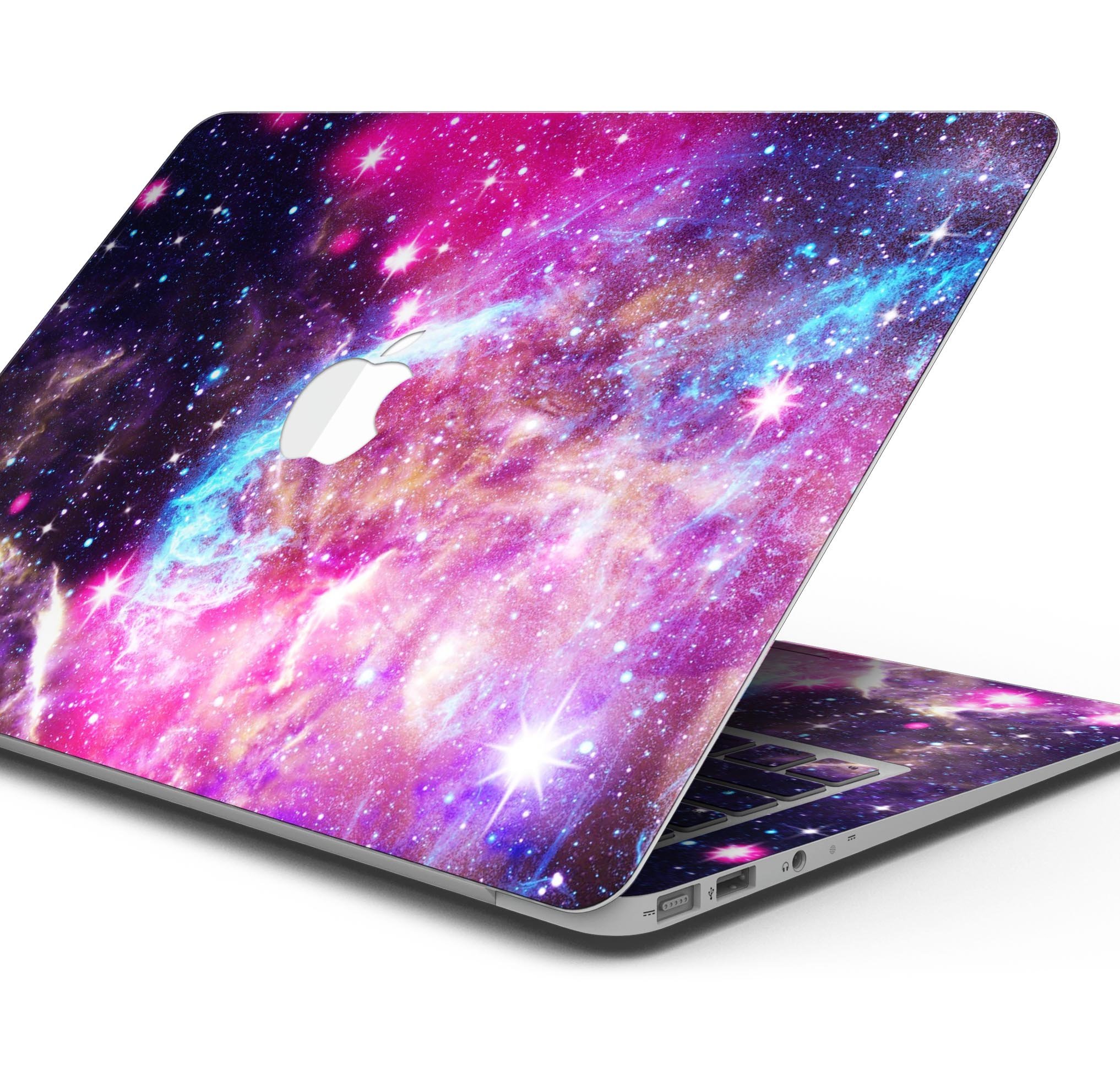 Bright Trippy Space skin decal wrap kit for Apple MacBook, showcasing vibrant colors and unique design for stylish protection.
