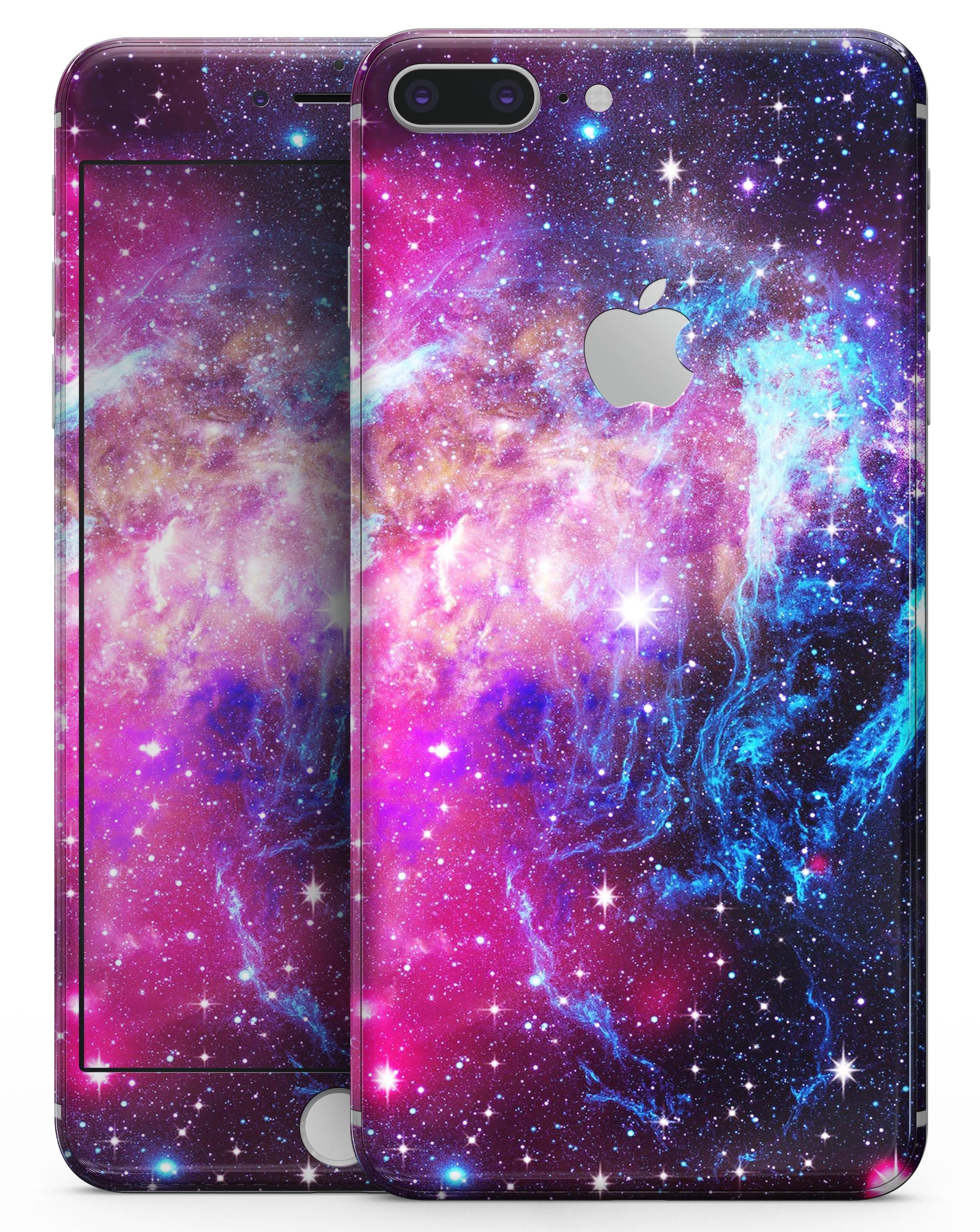Bright Trippy Space skin-kit for iPhone 8 and 8 Plus, showcasing vibrant colors and unique design.