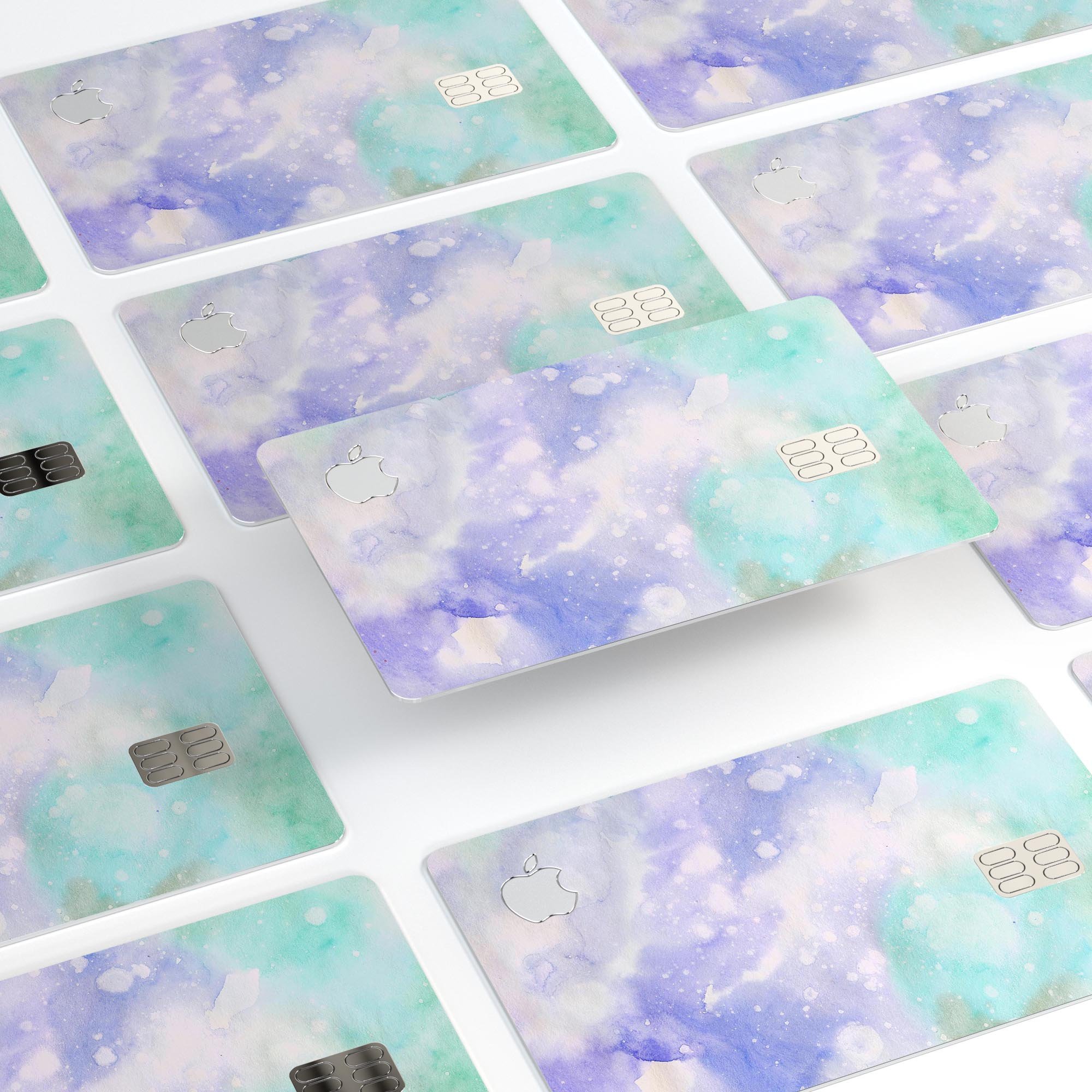Bright v3 Absorbed Watercolor Texture decal for Apple Card, showcasing vibrant colors and premium vinyl material.