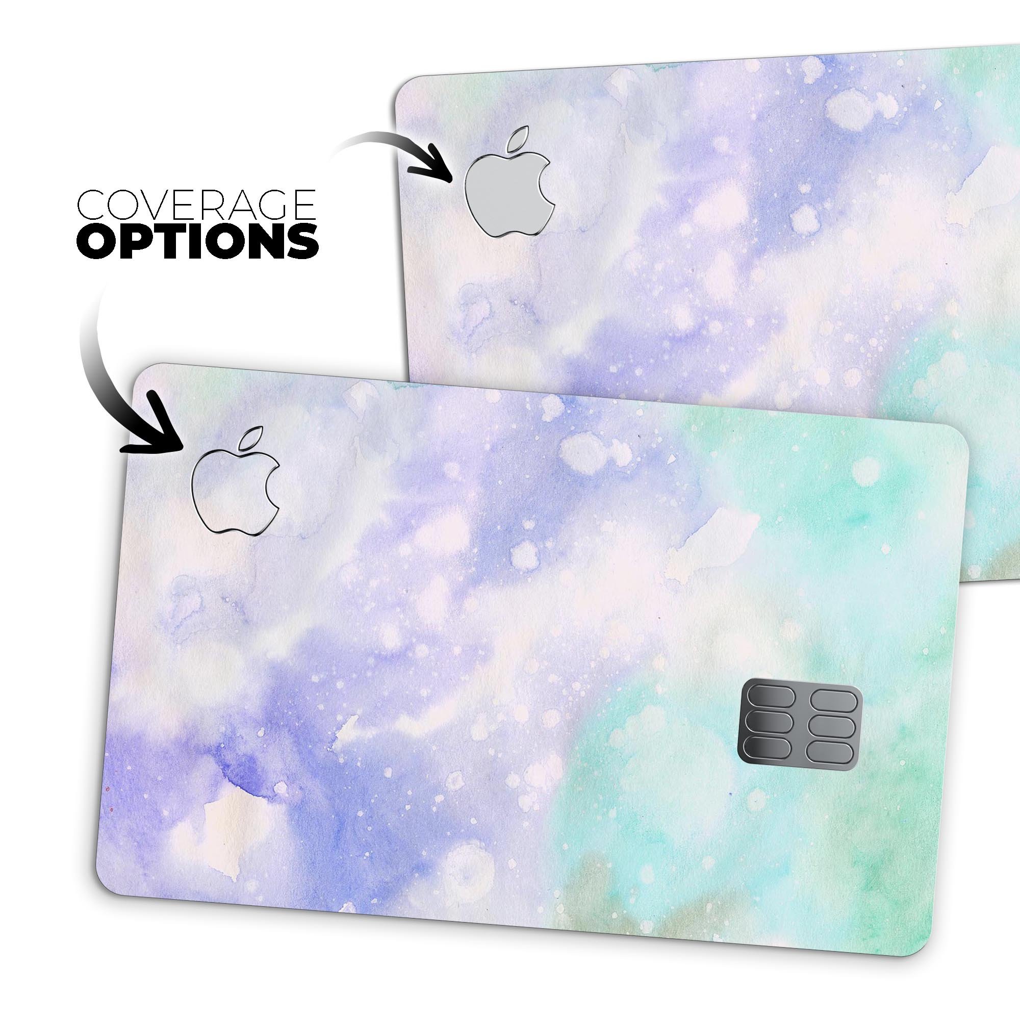 Bright v3 Absorbed Watercolor Texture decal for Apple Card, showcasing vibrant colors and premium vinyl material.
