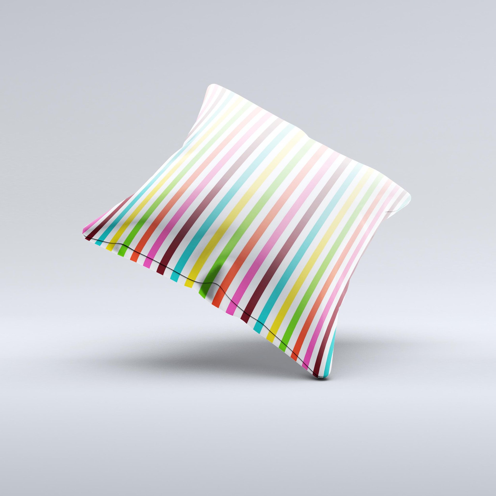 Bright Vector Striped Ink-Fuzed Decorative Throw Pillow showcasing vibrant stripes and a handcrafted design, perfect for home decor.