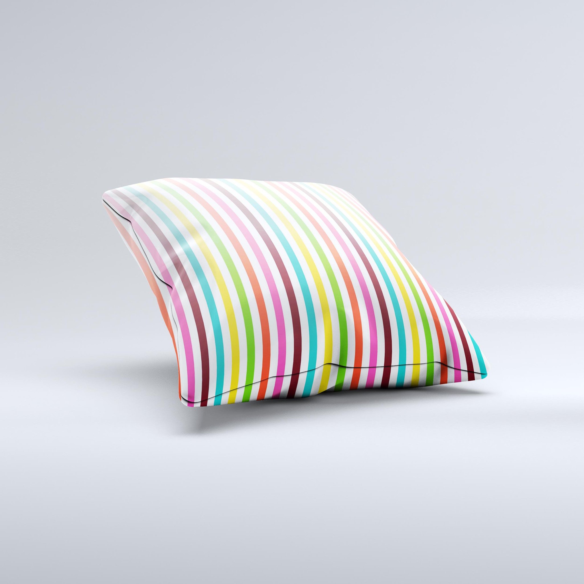 Bright Vector Striped Ink-Fuzed Decorative Throw Pillow showcasing vibrant stripes and a handcrafted design, perfect for home decor.
