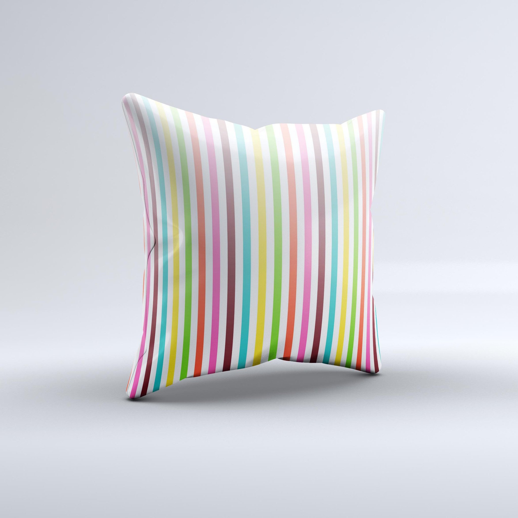 Bright Vector Striped Ink-Fuzed Decorative Throw Pillow showcasing vibrant stripes and a handcrafted design, perfect for home decor.
