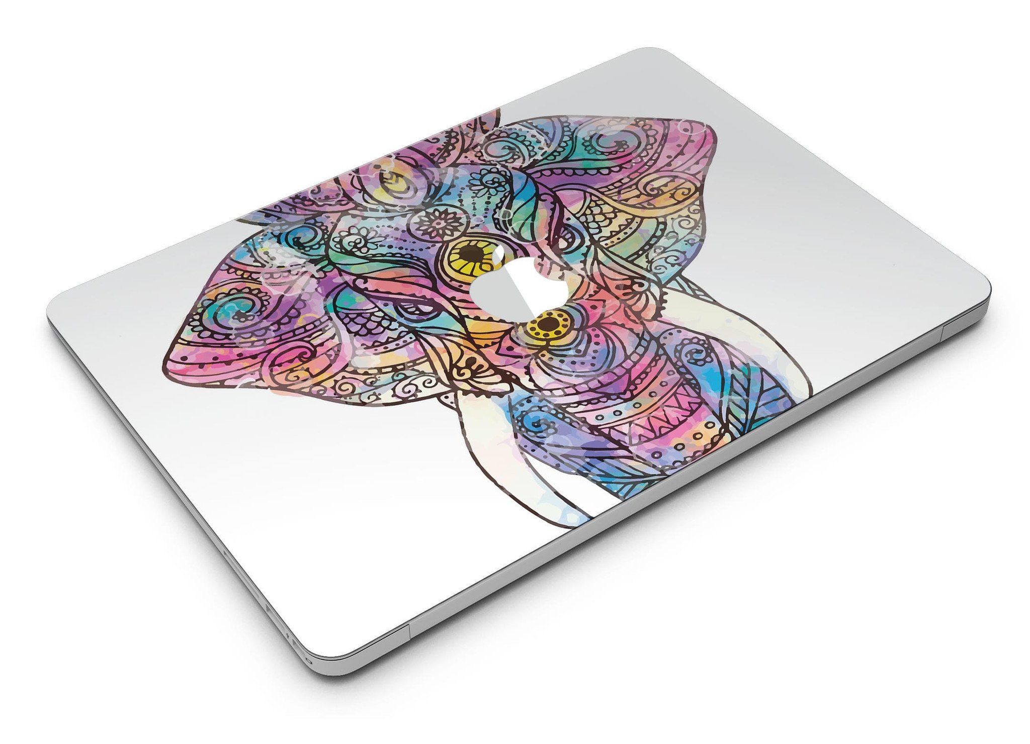 Bright Watercolor Ethnic Elephant skin for MacBook Air, showcasing vibrant colors and intricate patterns.