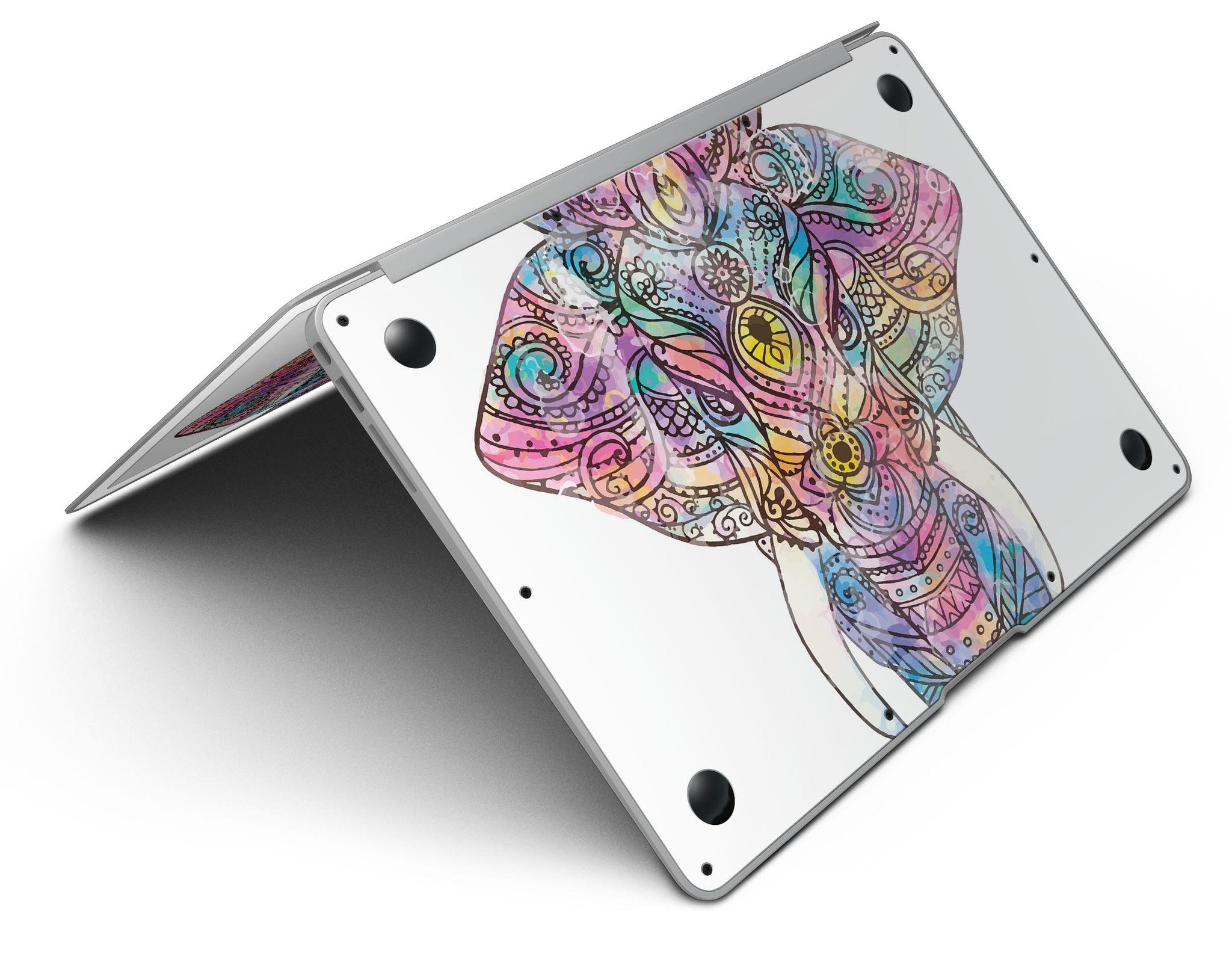 Bright Watercolor Ethnic Elephant skin for MacBook Air, showcasing vibrant colors and intricate patterns.