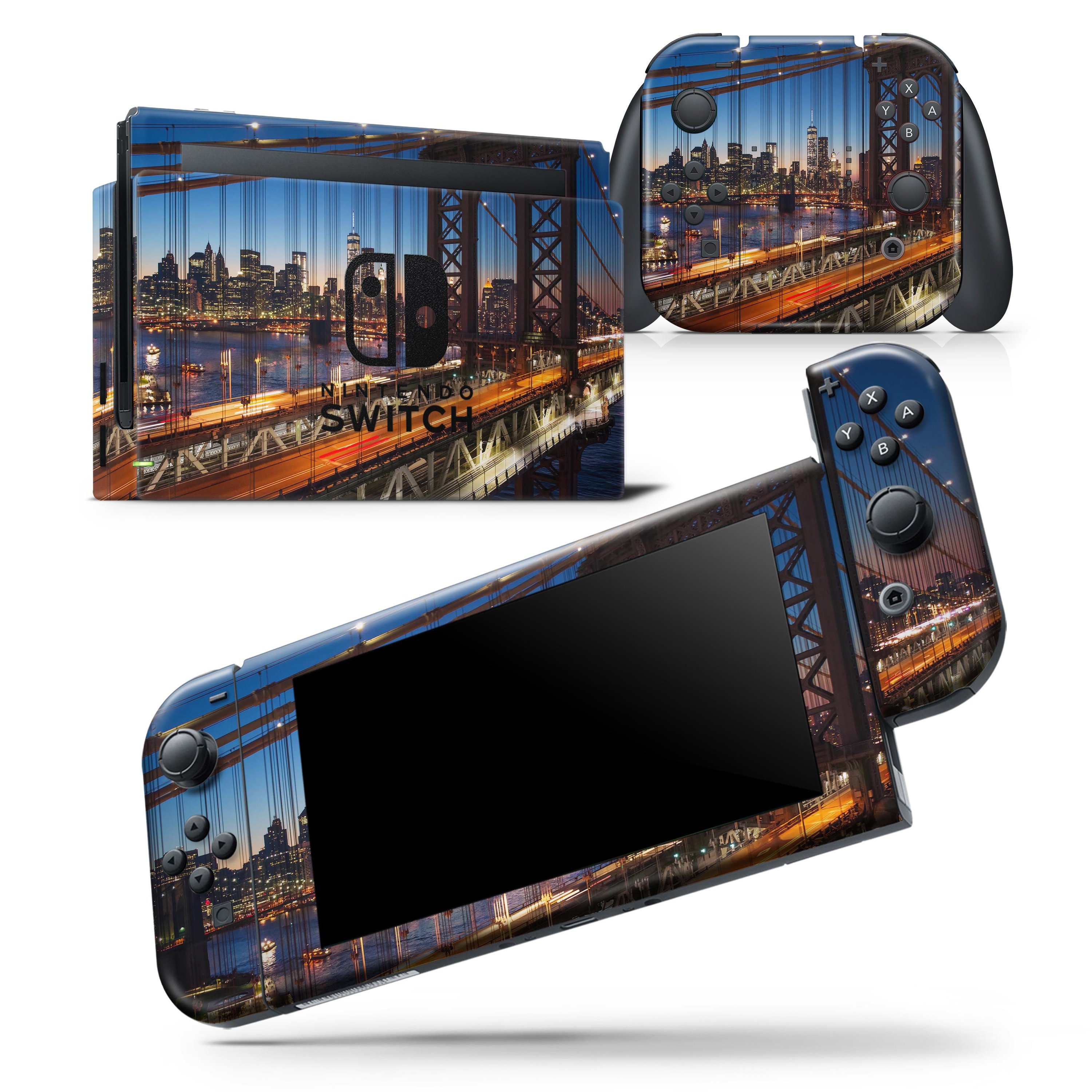 Brooklyn Glimpse Skin Wrap Decal for Nintendo Switch Lite, showcasing vibrant design and precise fit on console and controllers.