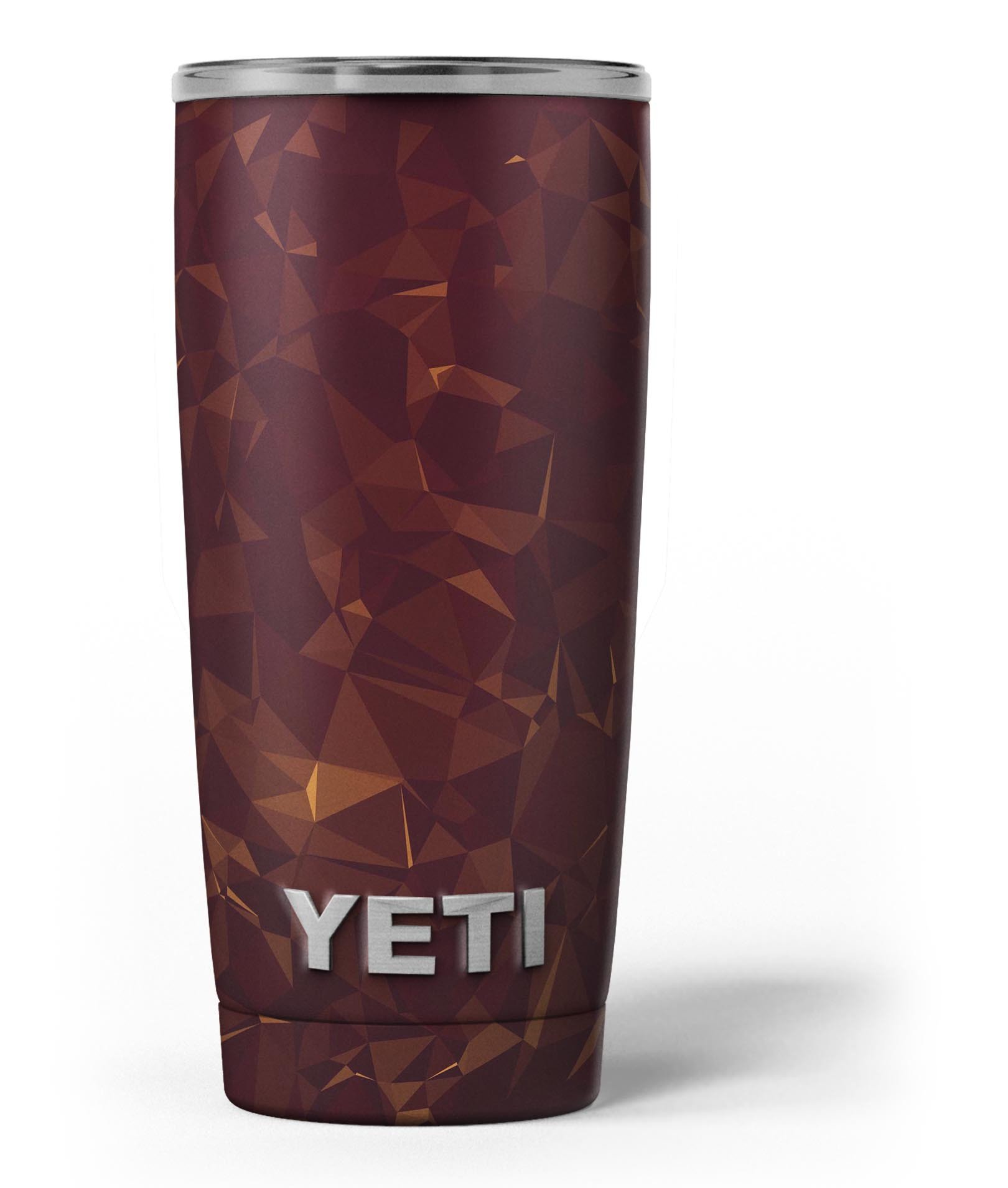 Brown and Copper Abstract Geometric Shapes skin decal vinyl wrap kit for Yeti Coolers, showcasing a stylish design and premium quality.