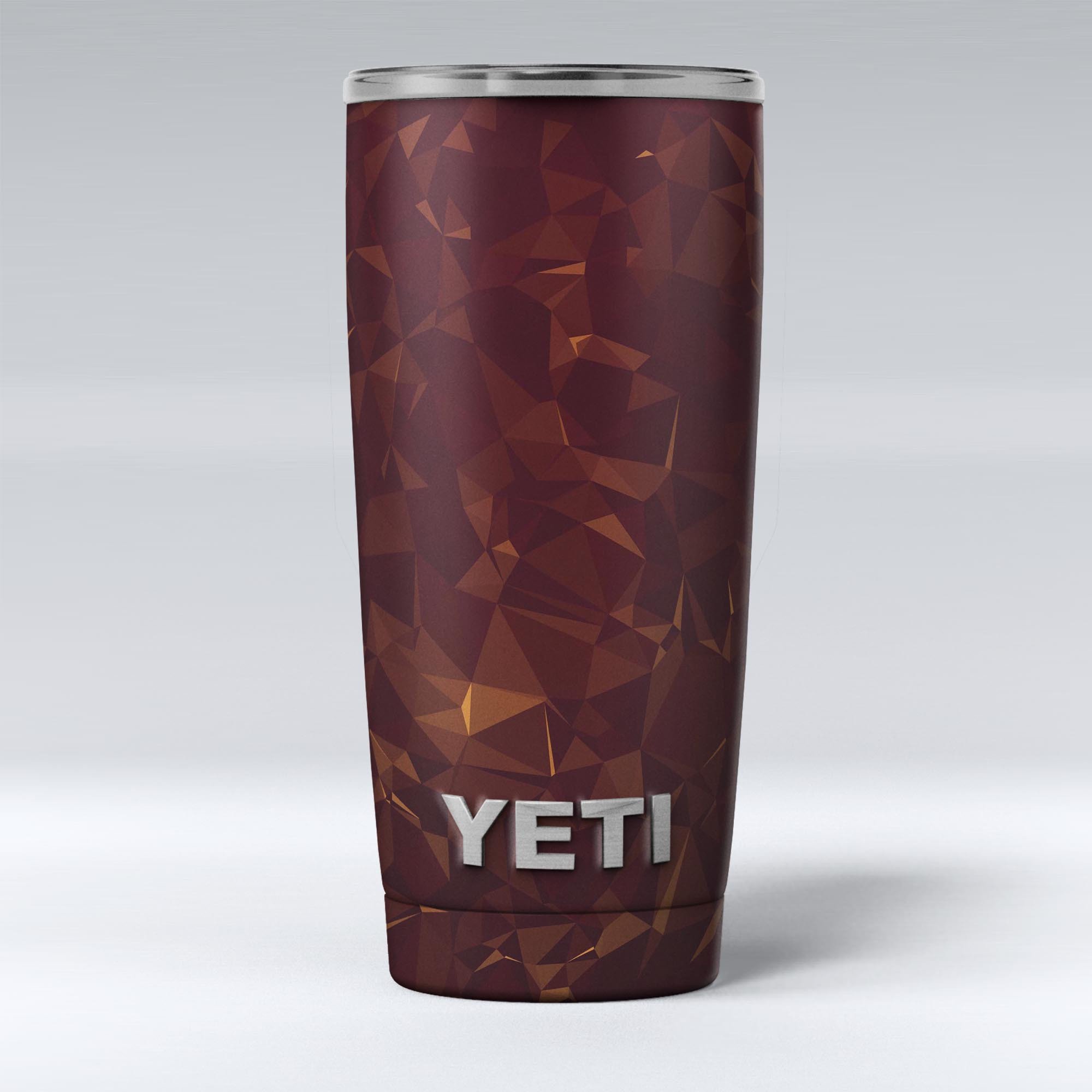 Brown and Copper Abstract Geometric Shapes skin decal vinyl wrap kit for Yeti Coolers, showcasing a stylish design and premium quality.