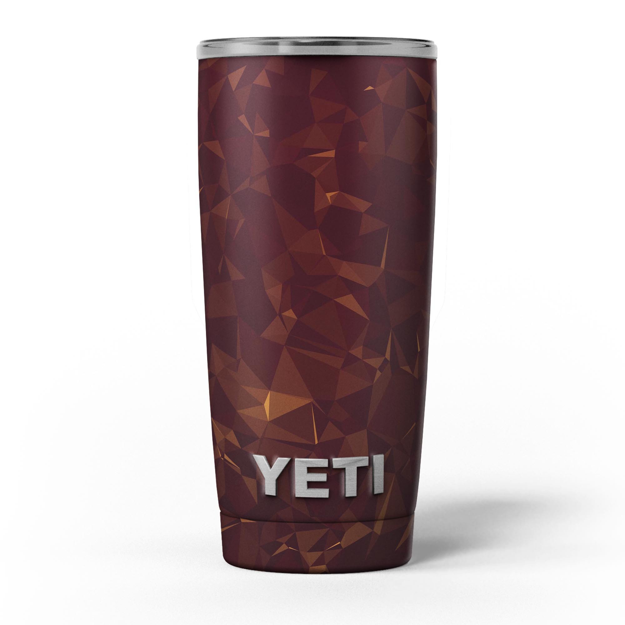 Brown and Copper Abstract Geometric Shapes skin decal vinyl wrap kit for Yeti Coolers, showcasing a stylish design and premium quality.