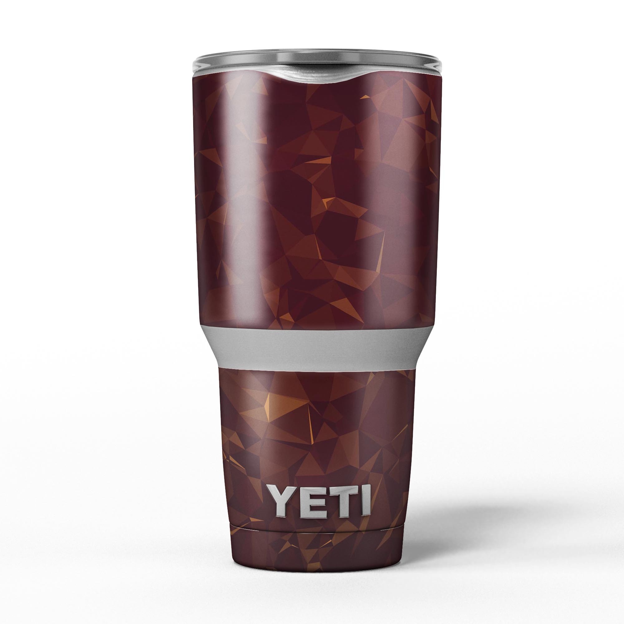 Brown and Copper Abstract Geometric Shapes skin decal vinyl wrap kit for Yeti Coolers, showcasing a stylish design and premium quality.