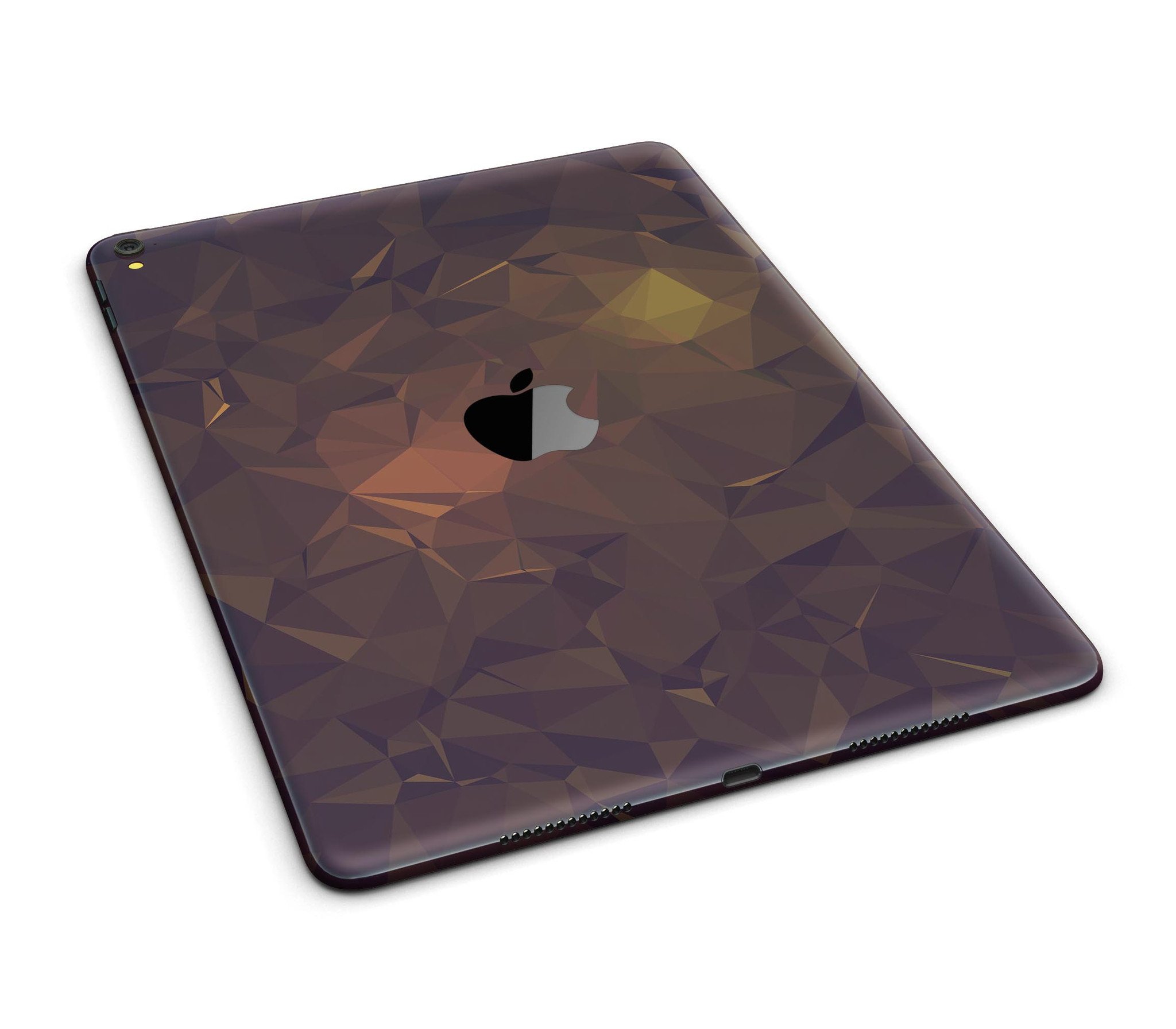 Brown and gold geometric triangles skin for iPad Pro, showcasing a stylish design that fits perfectly on the device.