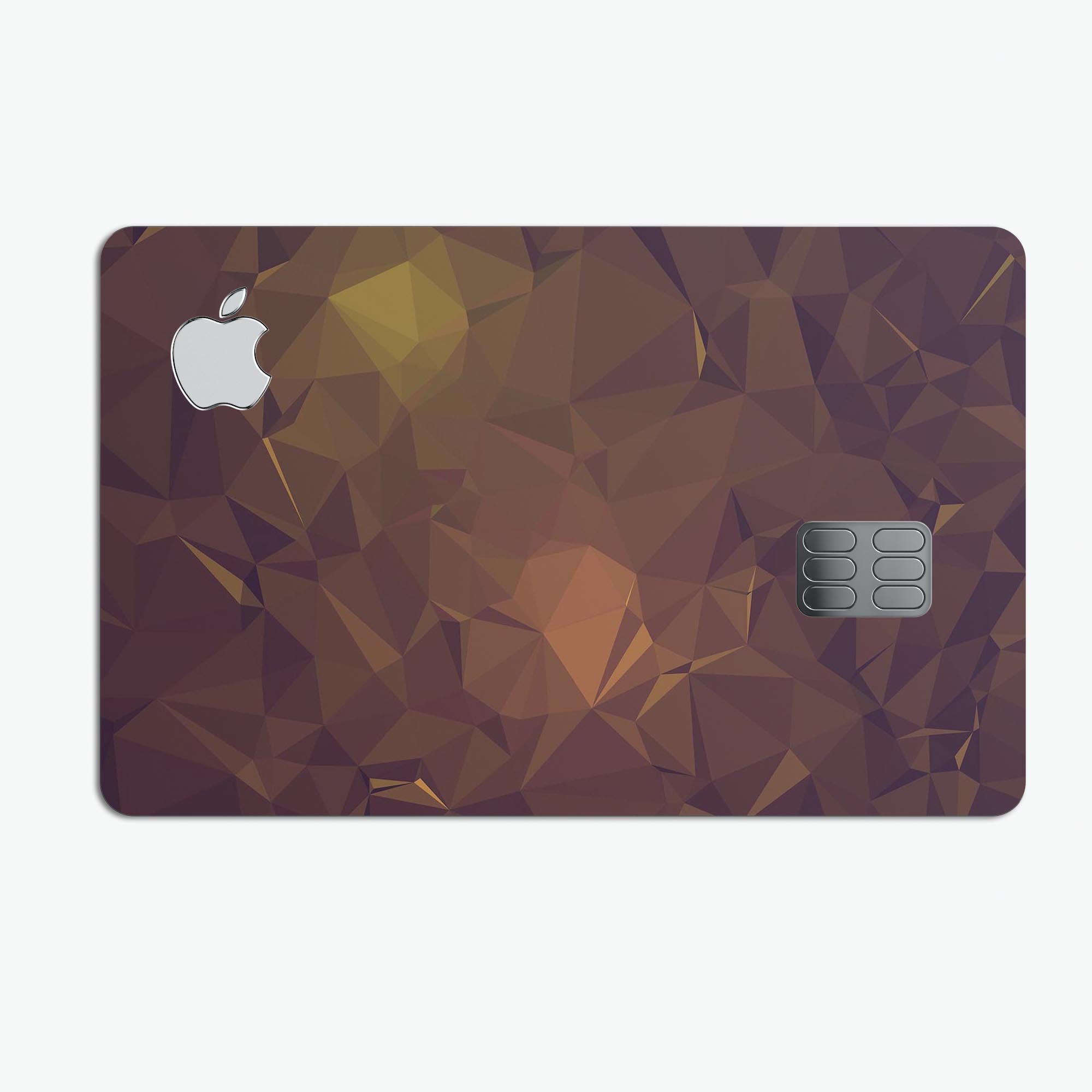 Brown and gold geometric triangles decal skin for Apple Card, showcasing a stylish design and premium quality.