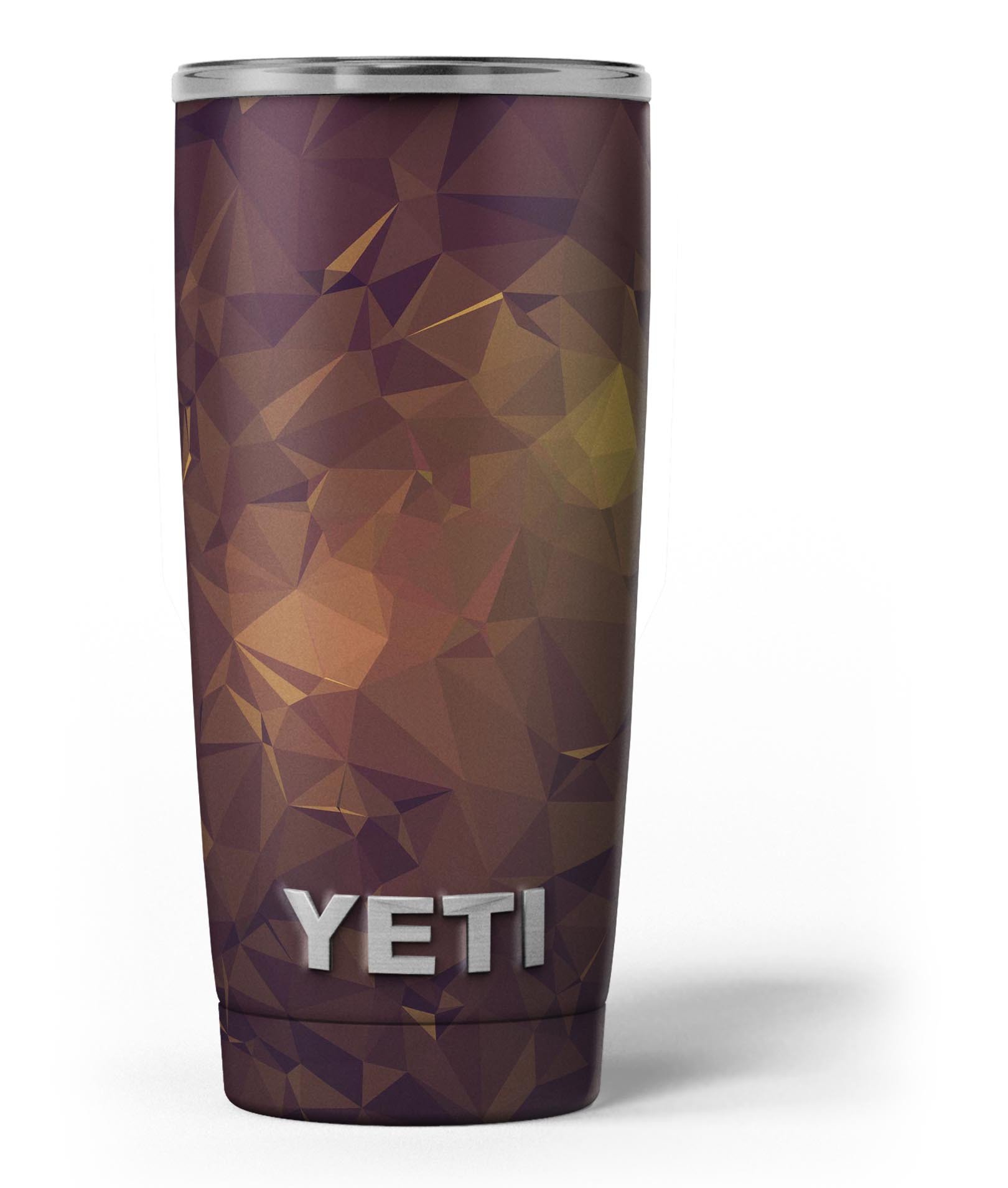 Brown and Gold Geometric Triangles skin decal vinyl wrap kit for Yeti Coolers, showcasing a stylish design and premium quality.