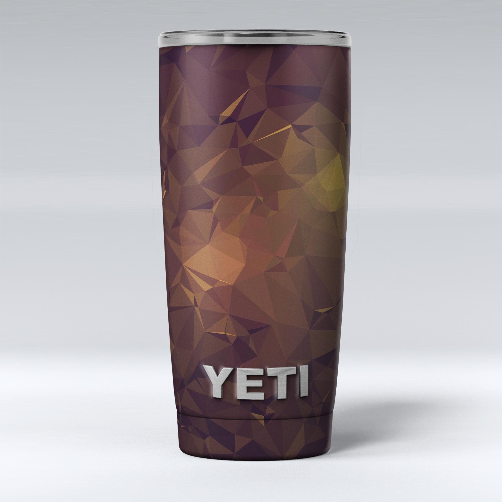 Brown and Gold Geometric Triangles skin decal vinyl wrap kit for Yeti Coolers, showcasing a stylish design and premium quality.