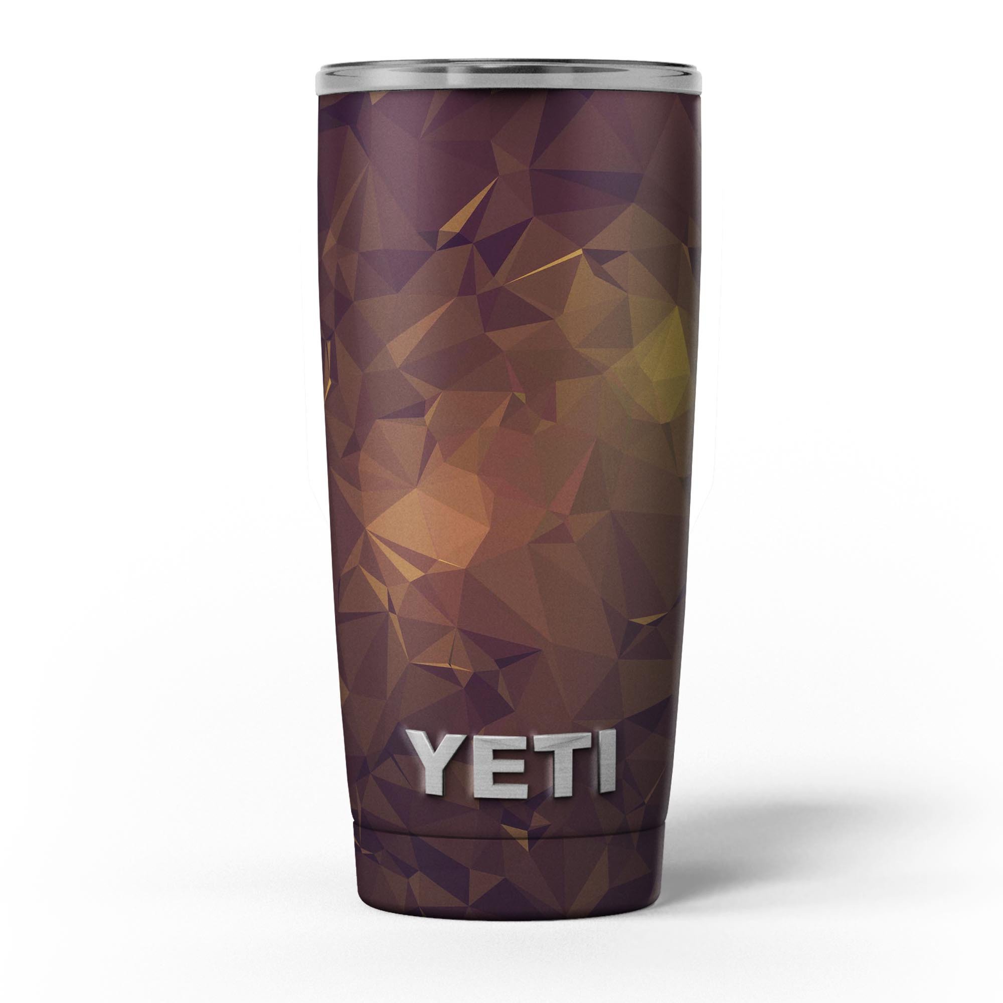 Brown and Gold Geometric Triangles skin decal vinyl wrap kit for Yeti Coolers, showcasing a stylish design and premium quality.