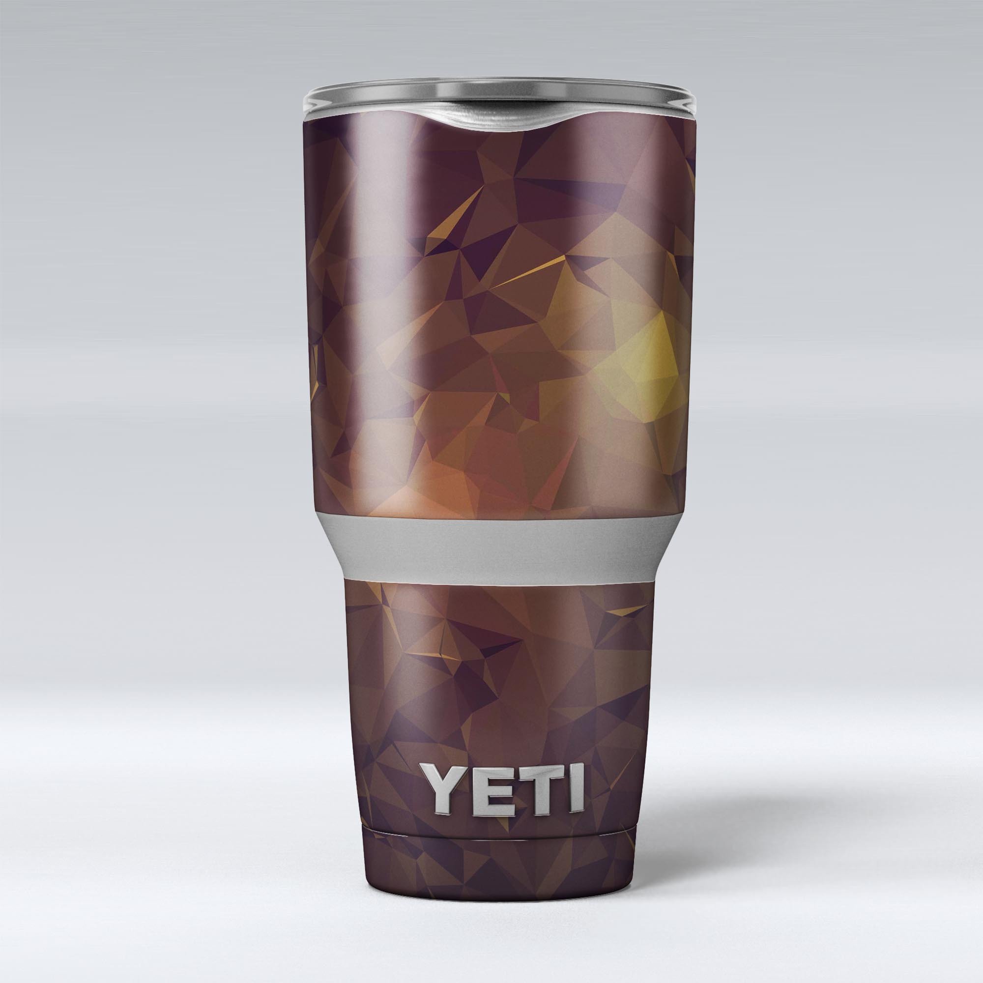 Brown and Gold Geometric Triangles skin decal vinyl wrap kit for Yeti Coolers, showcasing a stylish design and premium quality.