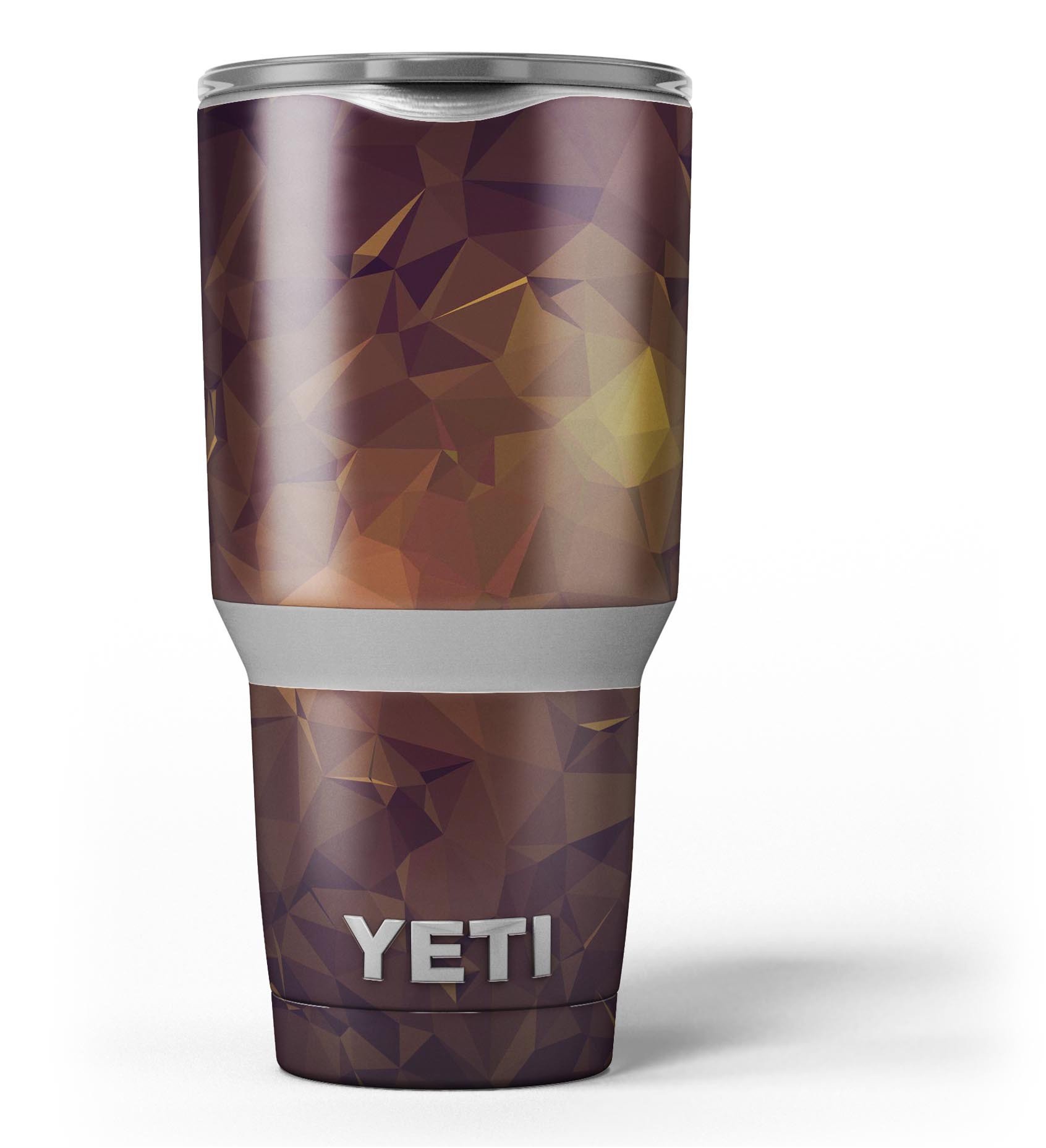 Brown and Gold Geometric Triangles skin decal vinyl wrap kit for Yeti Coolers, showcasing a stylish design and premium quality.