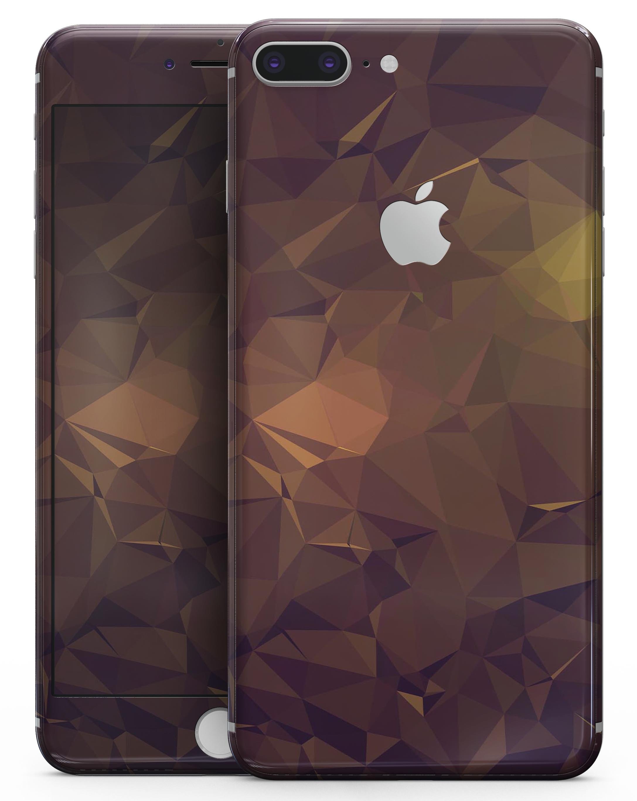 Brown and Gold Geometric Triangles skin for iPhone 8 and 8 Plus, showcasing a stylish design with geometric patterns.