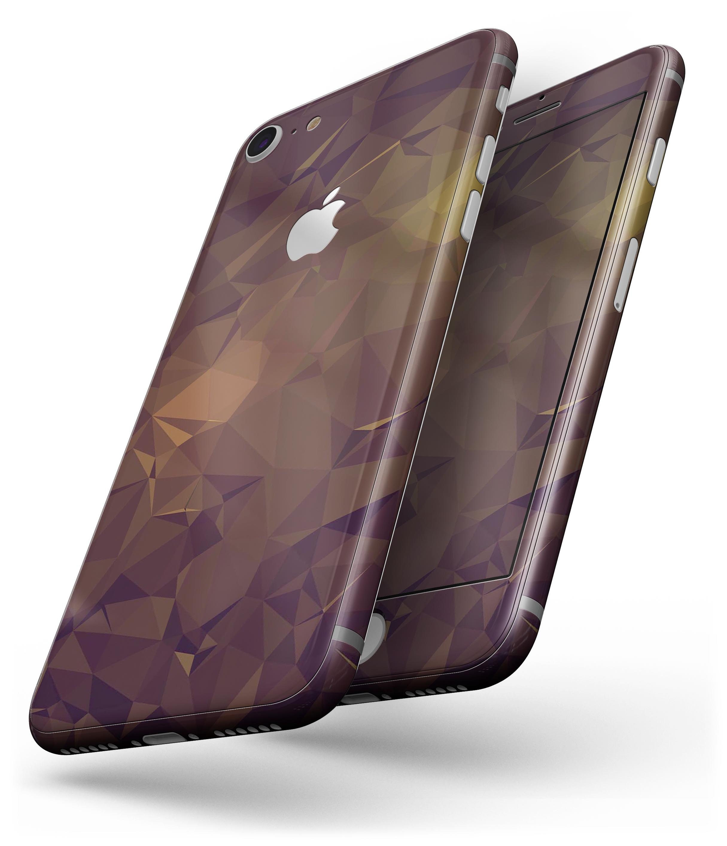 Brown and Gold Geometric Triangles skin for iPhone 8 and 8 Plus, showcasing a stylish design with geometric patterns.