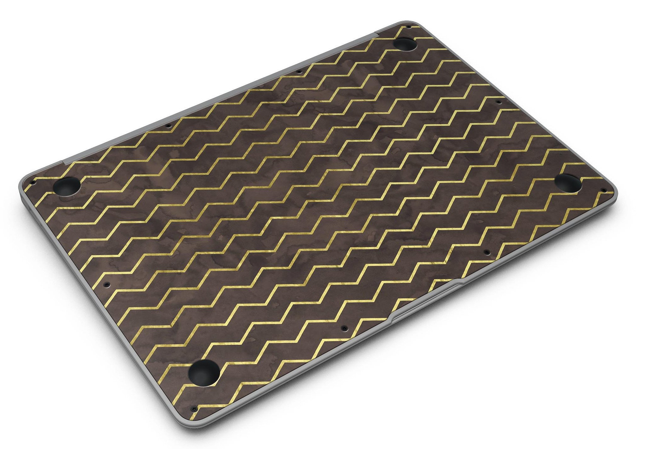 Brown and Gold Watercolor Chevron MacBook Air Skin Kit showcasing vibrant colors and stylish design.