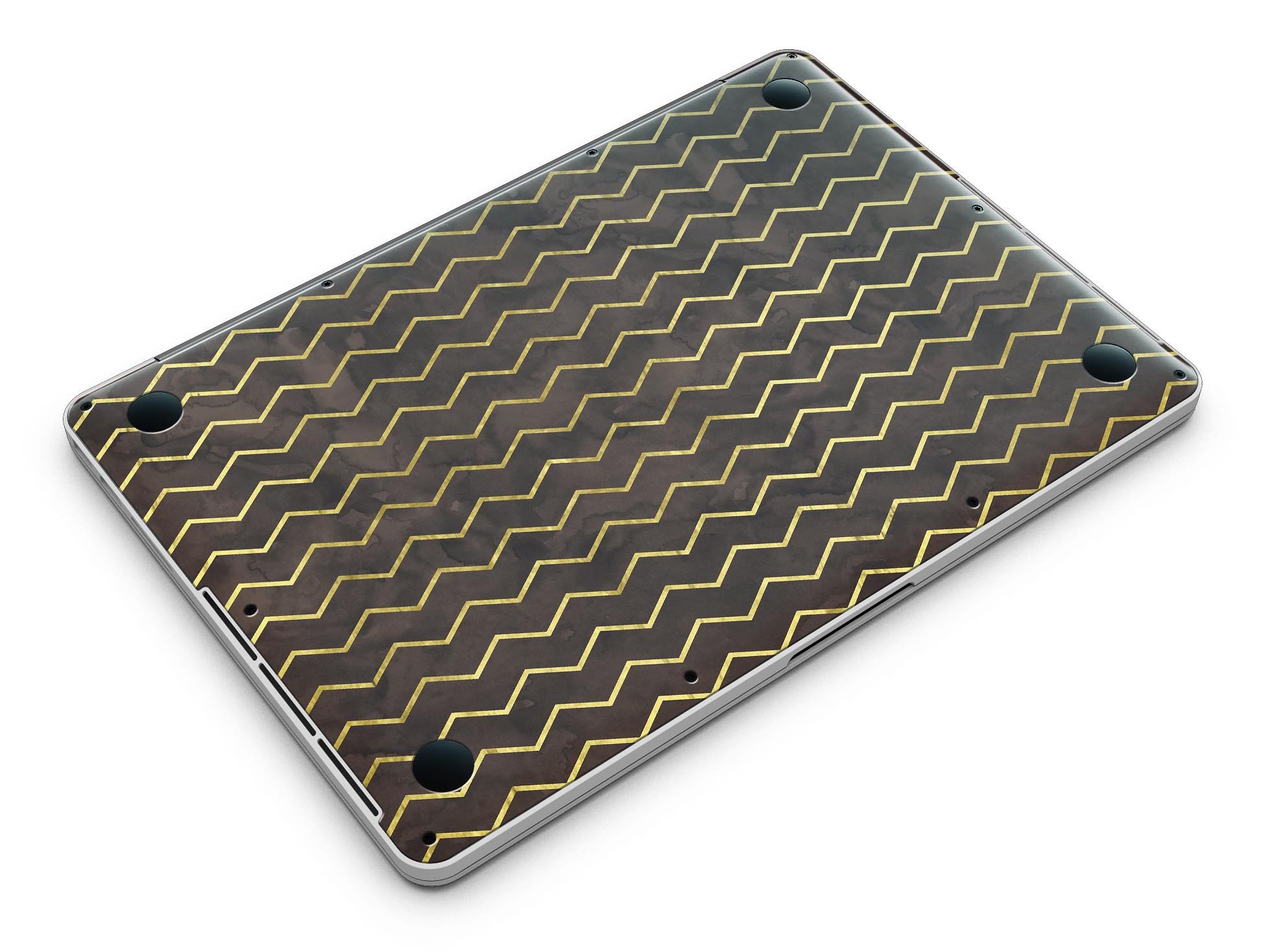 Brown and Gold Watercolor Chevron skin for MacBook Pro with Retina Display, showcasing a stylish design that protects the device.