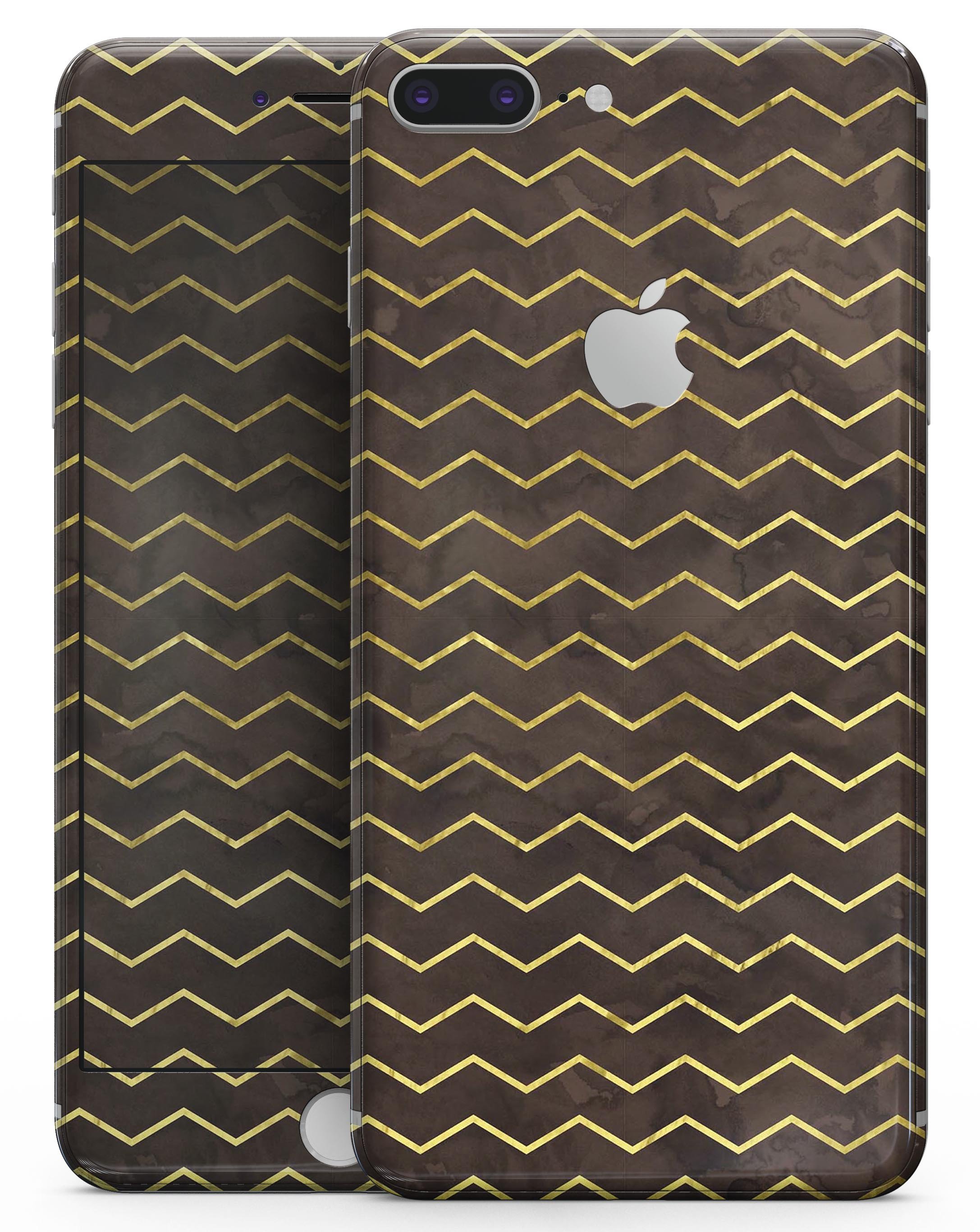 Brown and Gold Watercolor Chevron skin for iPhone 8 and 8 Plus, showcasing a stylish design with a premium vinyl finish.