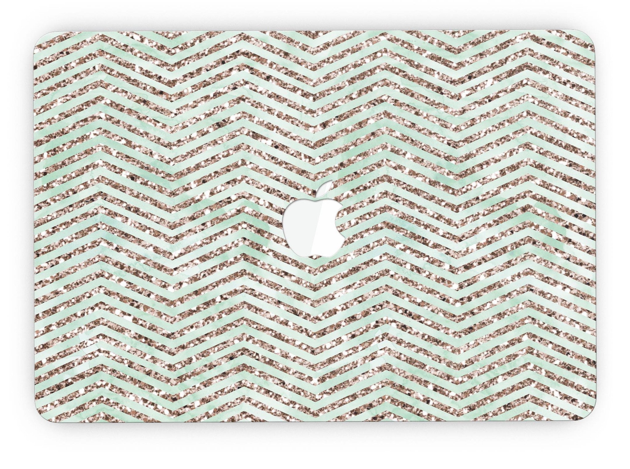 Brown and Green Glimmer Chevron skin for MacBook Pro with Retina Display, showcasing a stylish design that protects against scratches.
