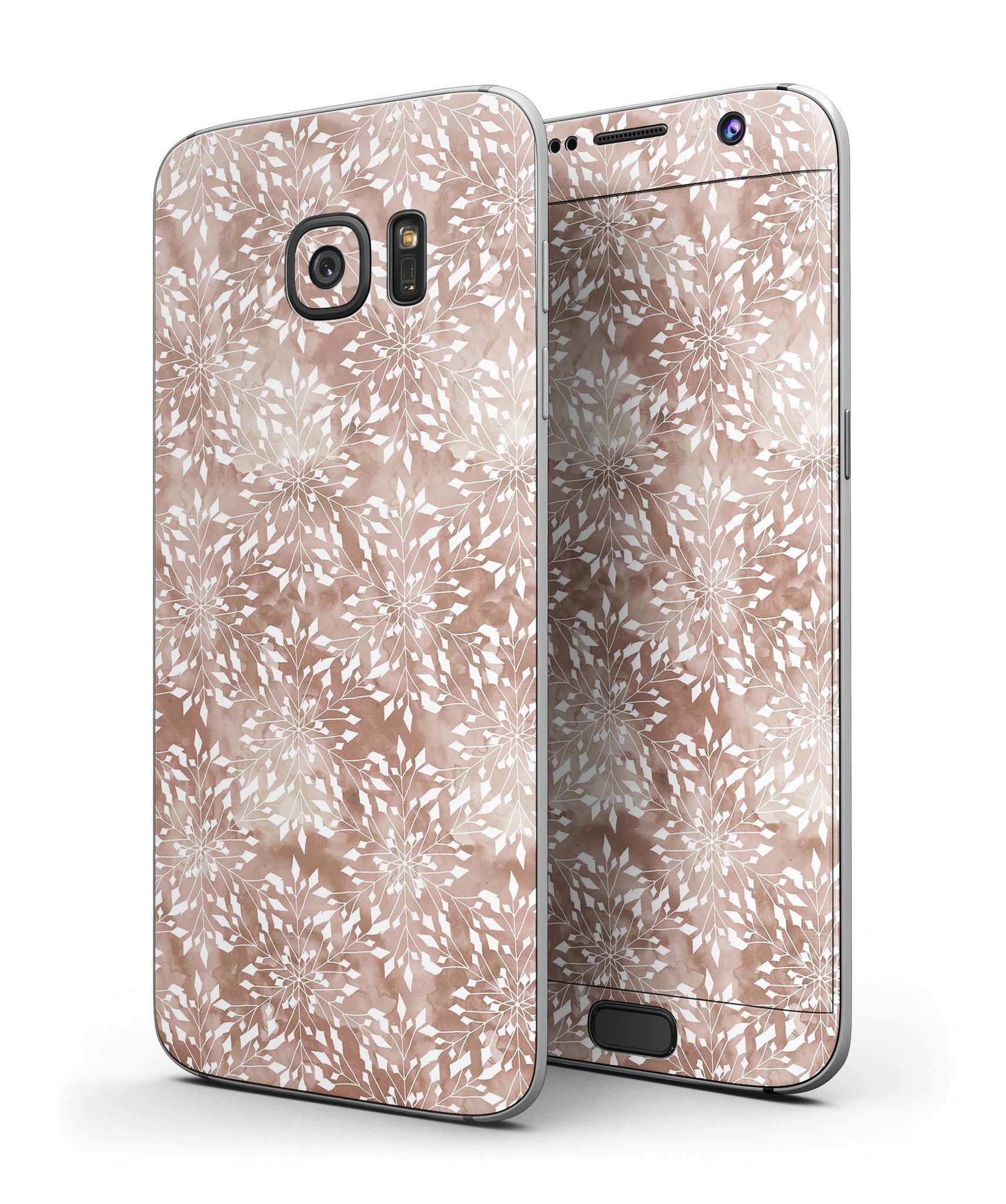 Brown and white fractal pattern skin kit for Samsung Galaxy S7 and S7 Edge, showcasing a stylish design that fits perfectly on the device.
